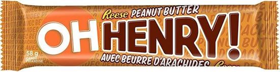 Oh Henry! Reese's Peanut Butter Bar 58g  - Canada Edition - Chocolate - Case of 24 - BB: N/A