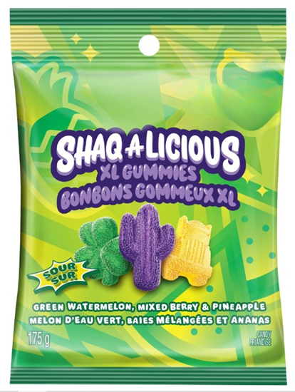 Shaq-A-Licious XL Gummies Sour 175G - Canada Edition - Candy - Case of 12 - BB: N/A - Extreme Snacks Wholesale