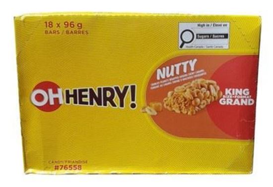 Oh Henry! Nutty Bar King Size 96G  - Canada Edition - Chocolate - Case of 18 - BB: N/A