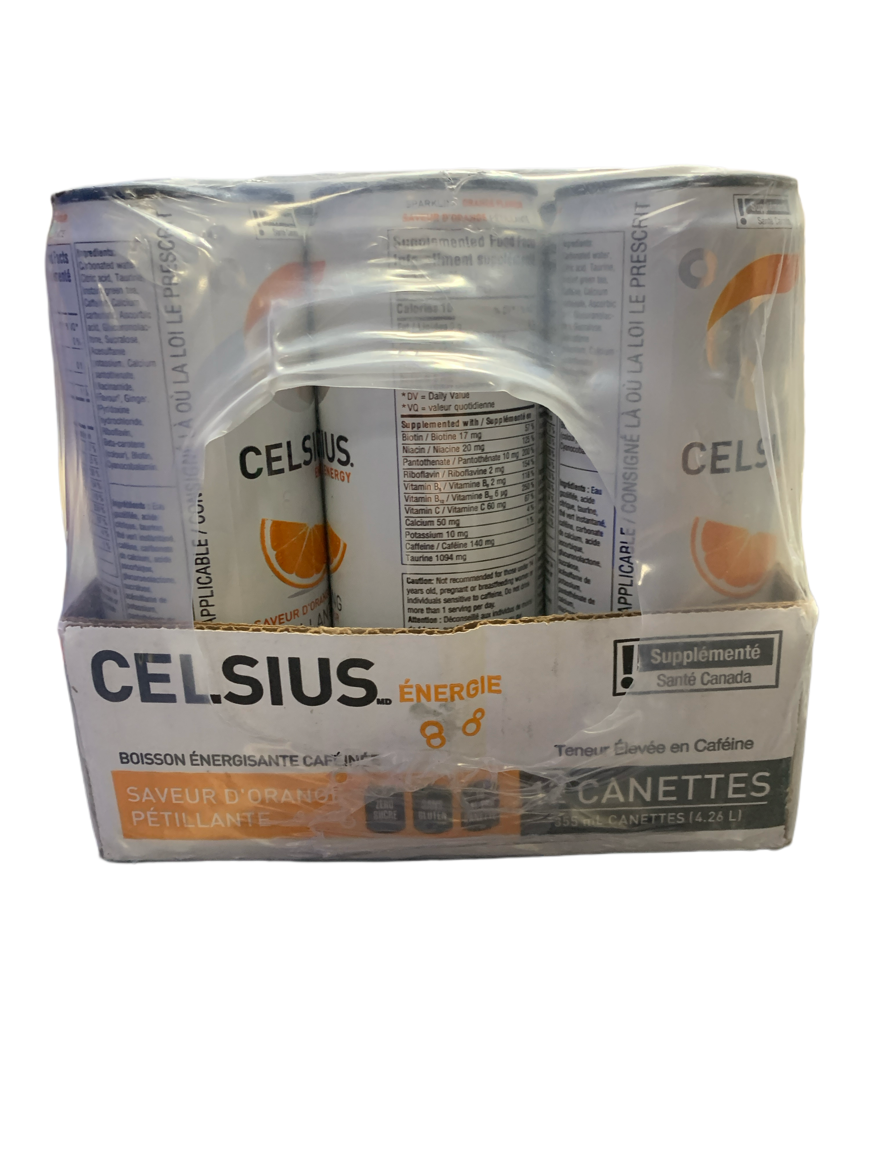 Celsius Zero Sugar Sparkling Orange Energy Drink 473ML -Canadian Edition - Case Of 12 - BB:10/25