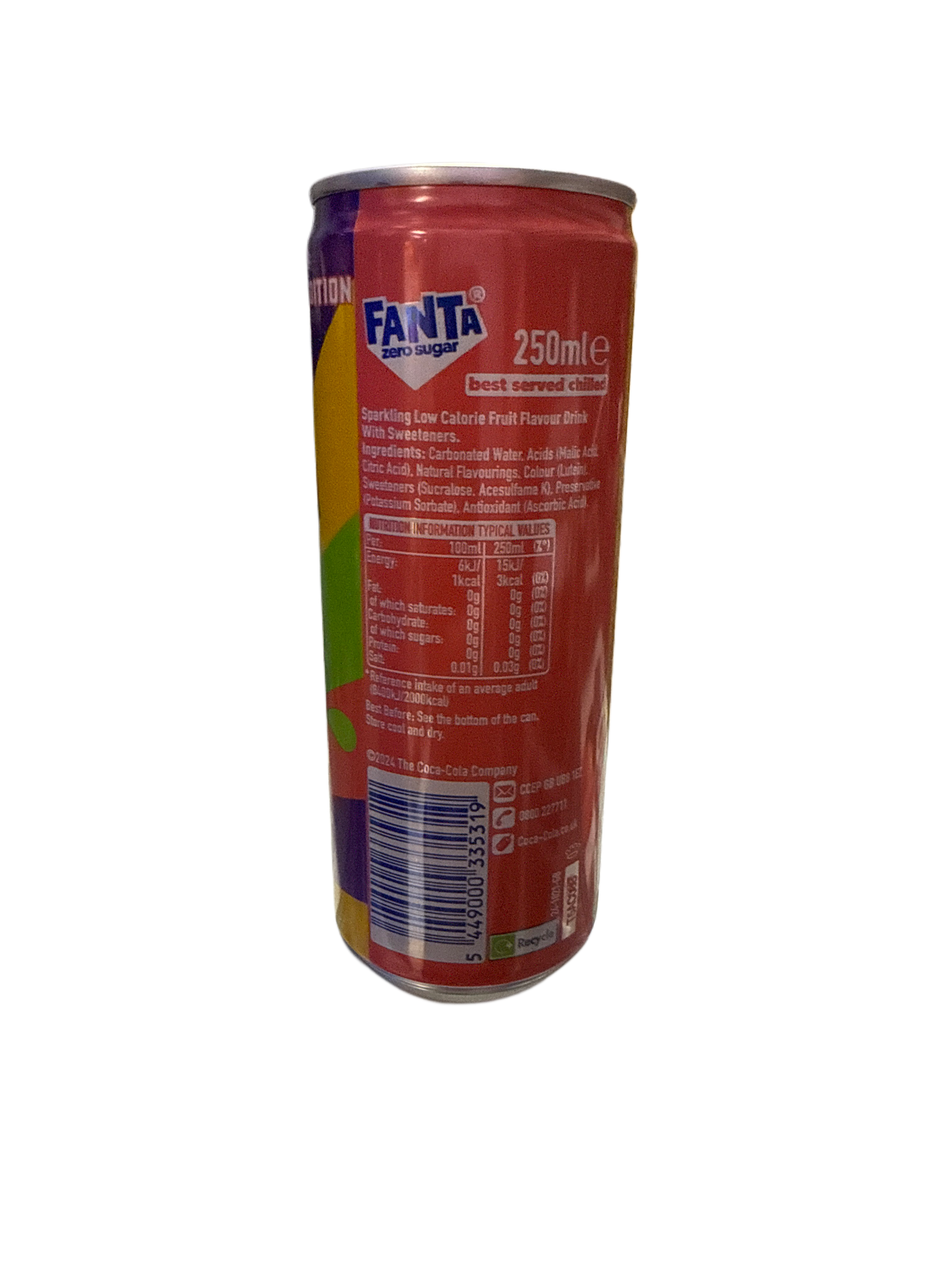 Fanta Tutti Fruitti Can 250ML - U.K Edition - Beverage - Case of 12 - BB: 09/25 - Extreme Snacks Wholesale