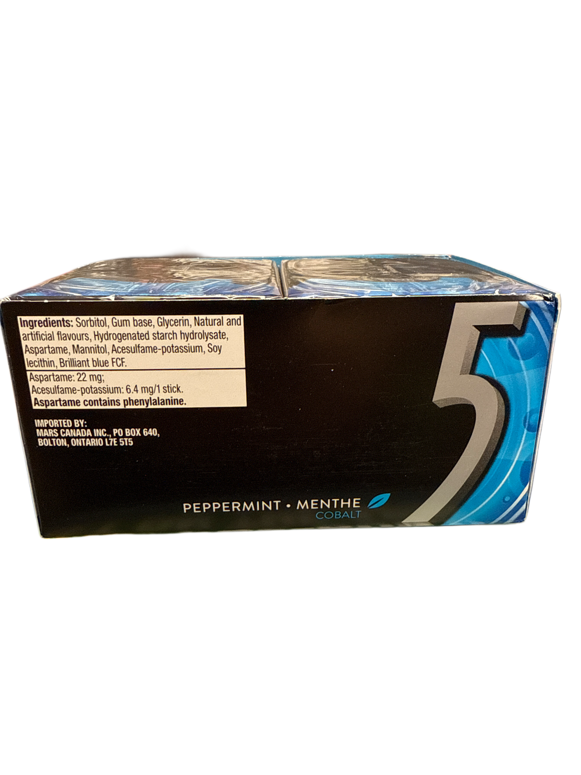 5 Gum Peppermint Cobalt 37.5G - Canadian Edition - Gum - Box Of 10 - BB: 11/25 - Extreme Snacks Wholesale