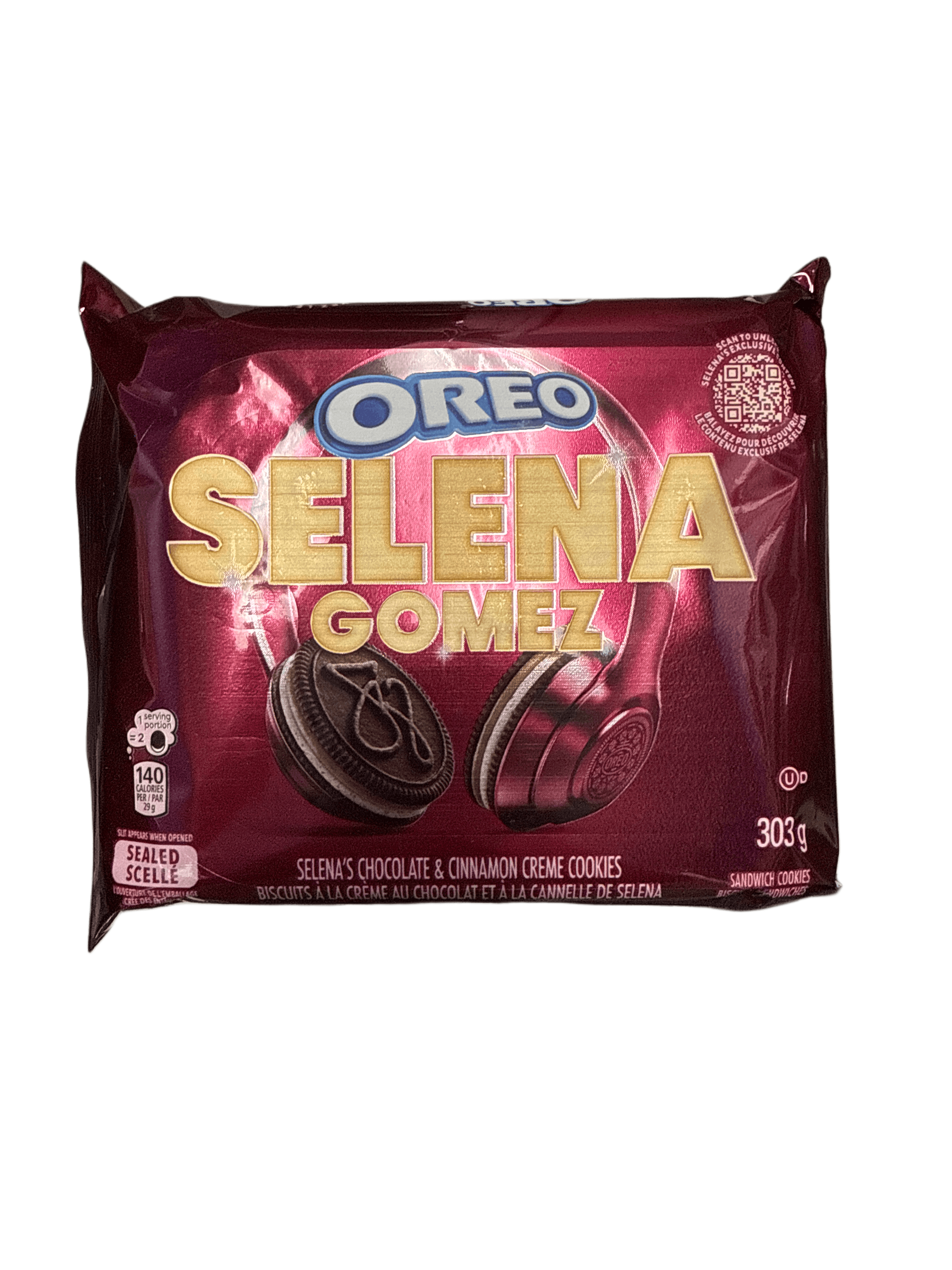 Oreo x Selena Gomez Chocolate & Cinnamon Creme 303g - Canada Edition - Snack - Case of 12 - BB: N/A