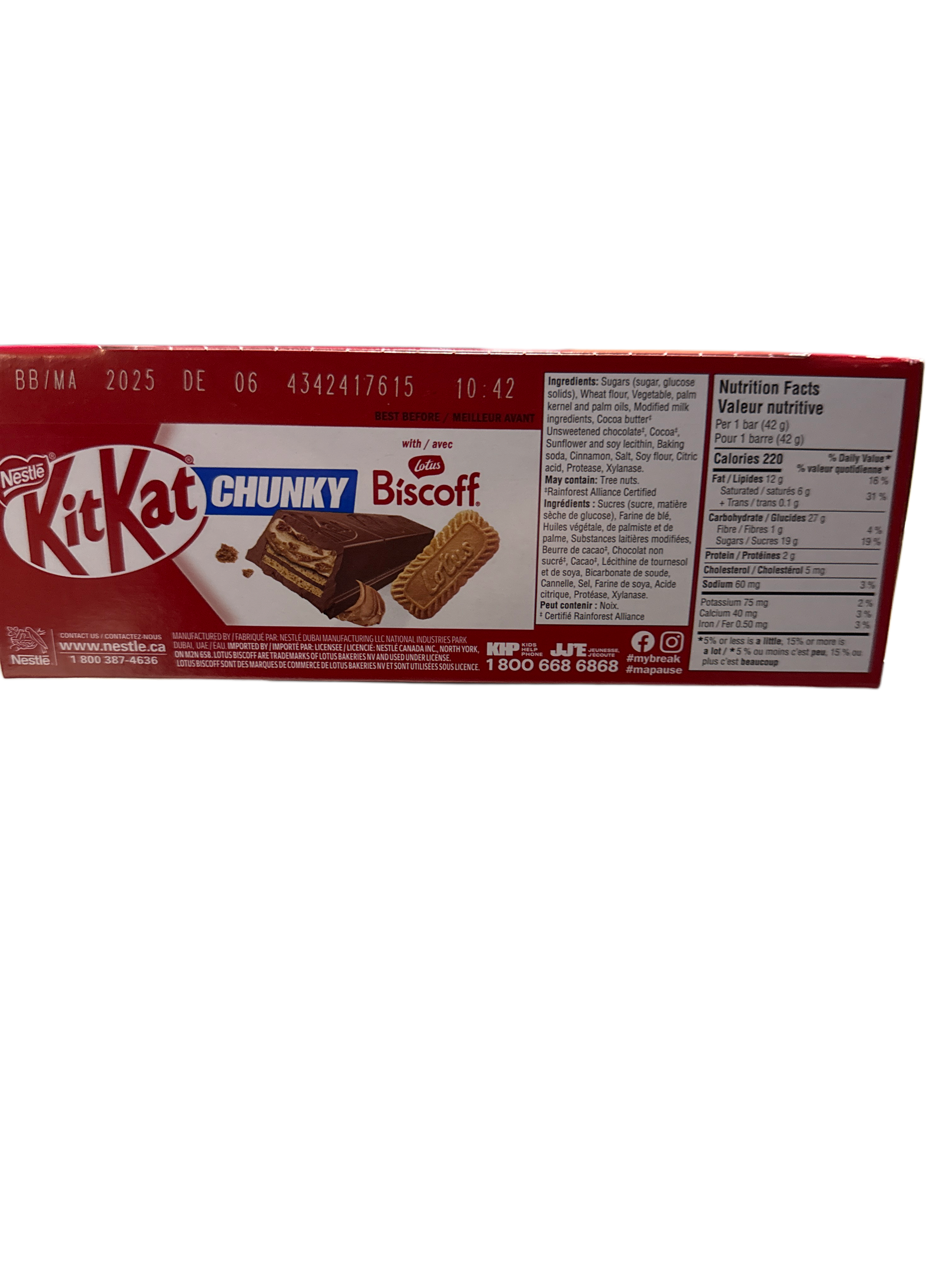 Nestle Kit Kat Milk Chocolate With Lotus Biscoff 41.5G - Canadian Edition - Chocolate - Case Of 24 - BB: 12/25 - Extreme Snacks Wholesale