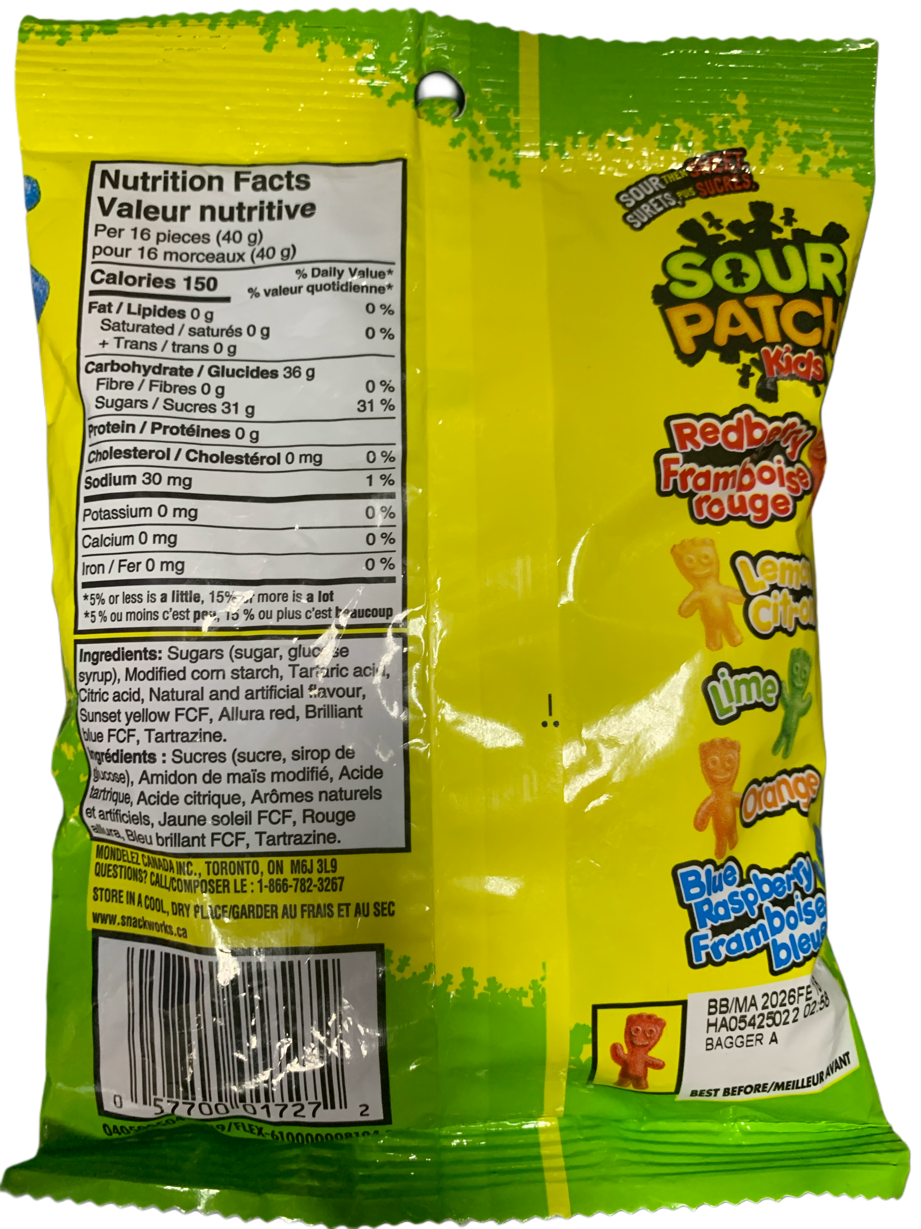 Sour Patch Kids Original 150G -Canadian Edition - Case Of 12 - BB:02/26 - Extreme Snacks Wholesale