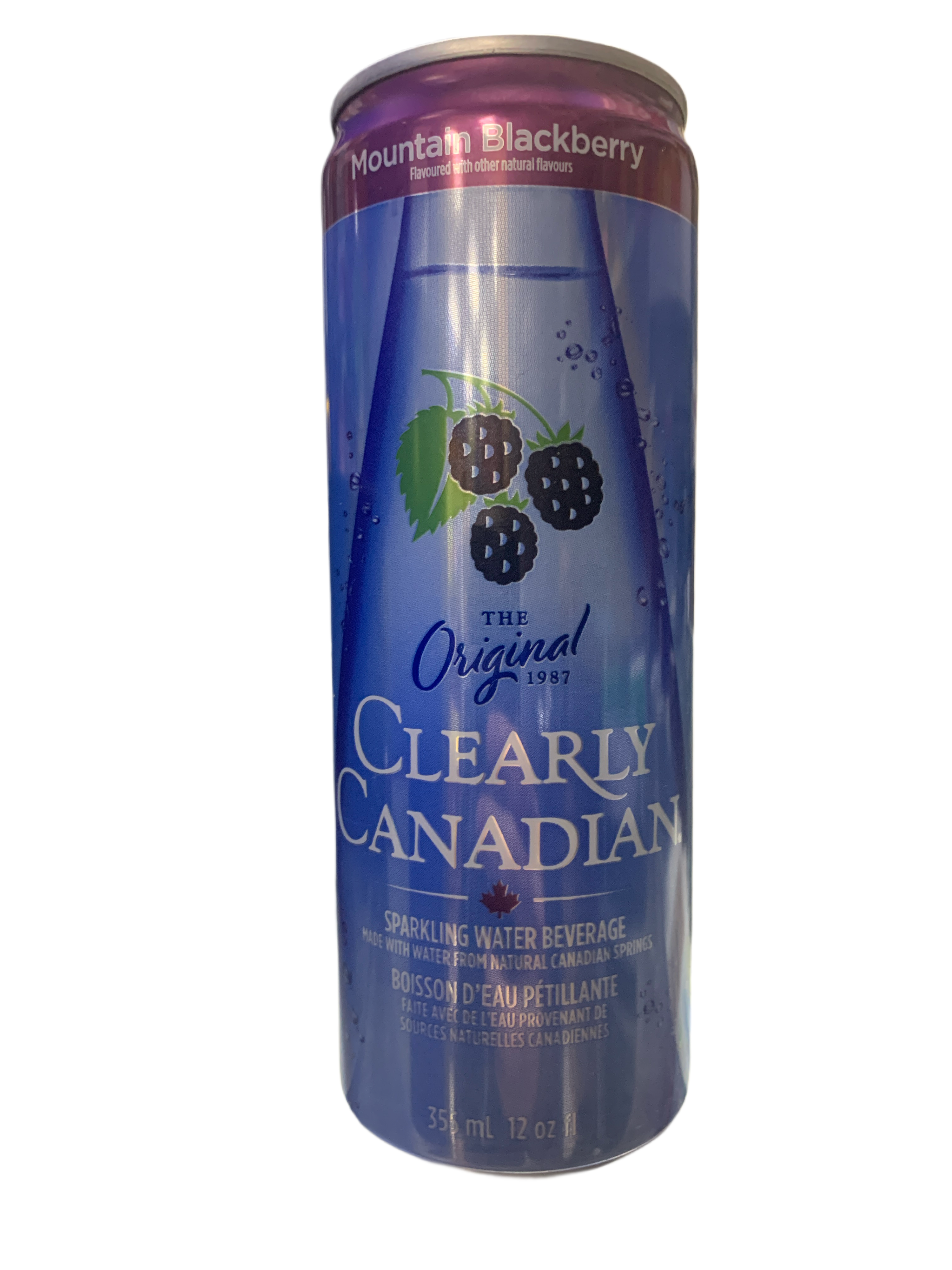 Clearly Canadian Mountain Blackberry Sparkling Water Cans 355ML -Canadian Edition - Case Of 12 - BB:10/25