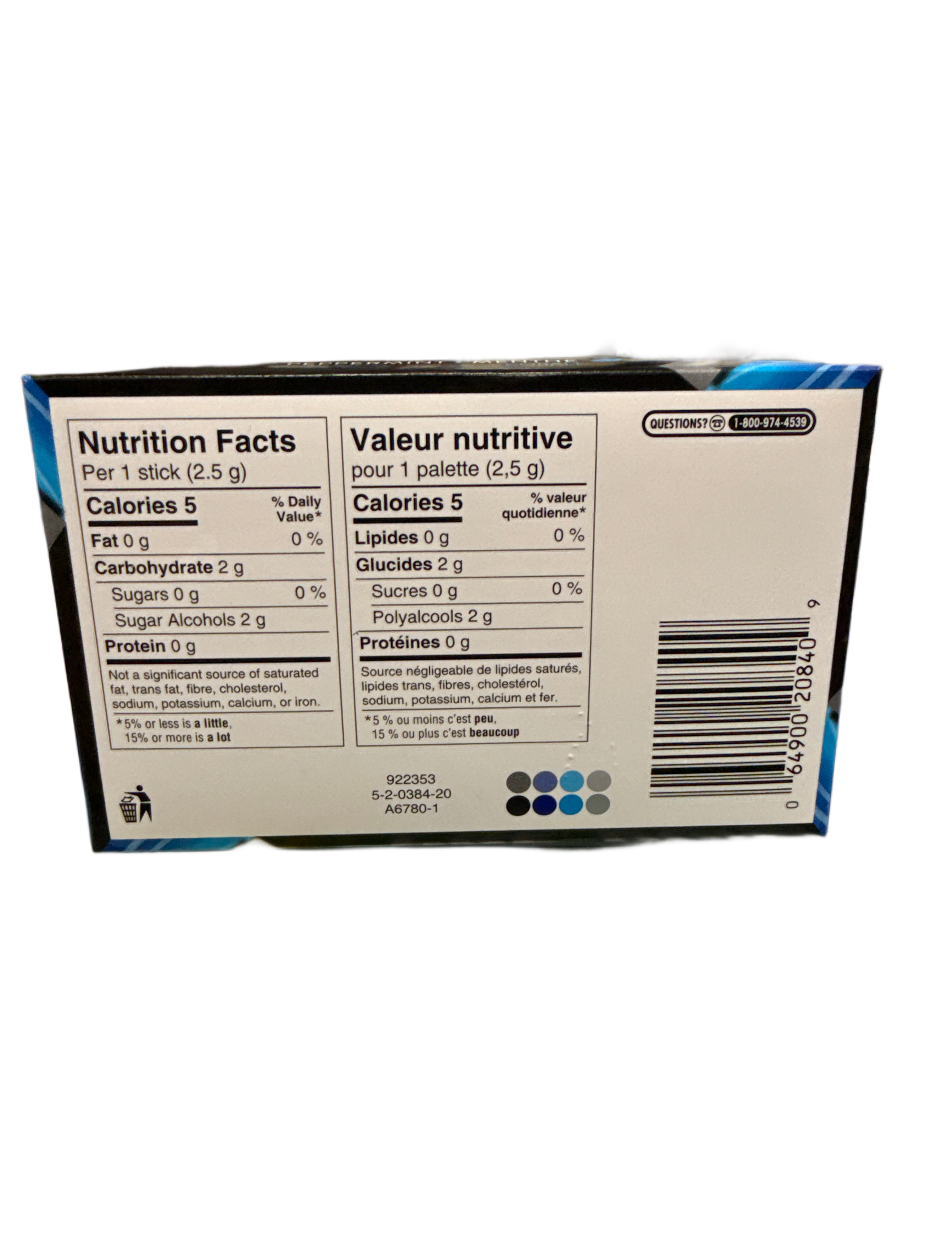 5 Gum Peppermint Cobalt 37.5G - Canadian Edition - Gum - Box Of 10 - BB: 11/25