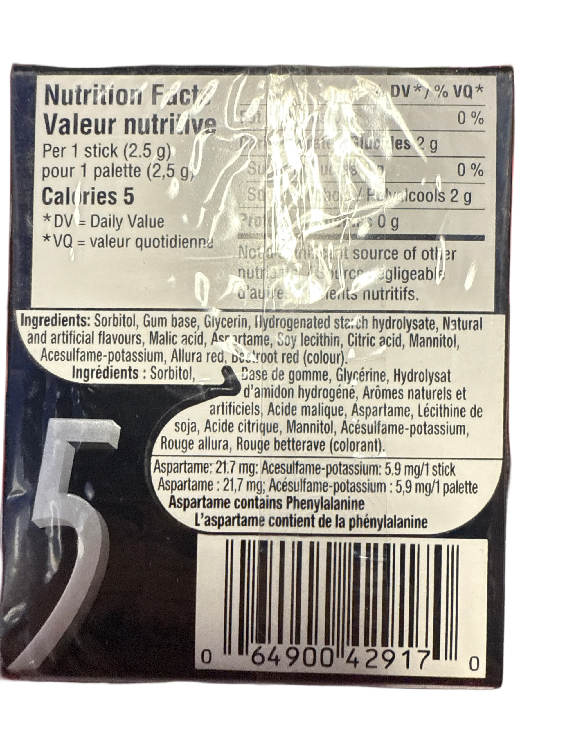 5 Gum Sour Strawberry Flood 37.5G - Canadian Edition - Gum - Box Of 10 - BB: 11/25 - Extreme Snacks Wholesale