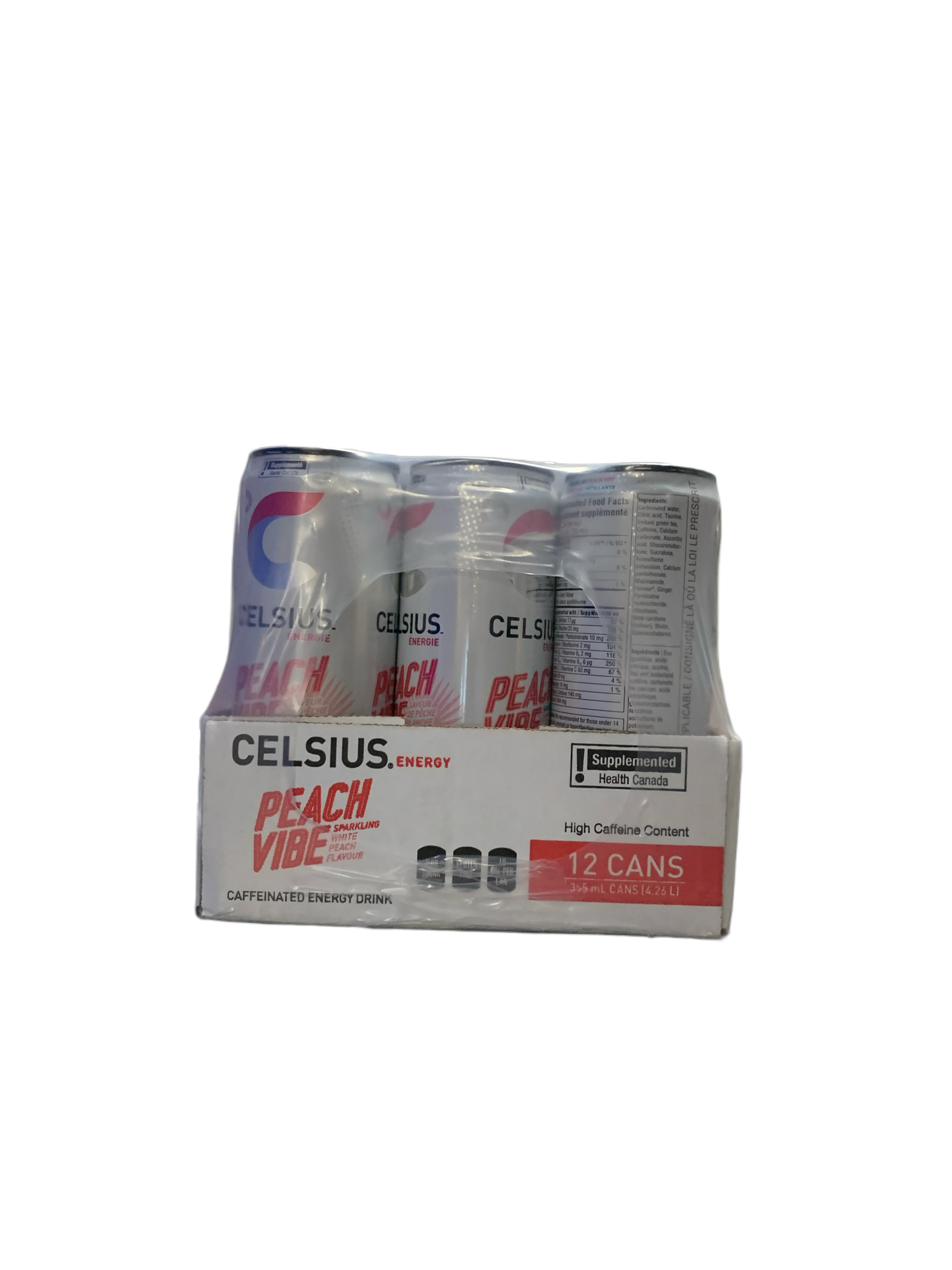 Celsius Zero Sugar Peach Vibe Energy Drink 473ML -Canadian Edition - Case Of 12 - BB:01/26 - Extreme Snacks Wholesale