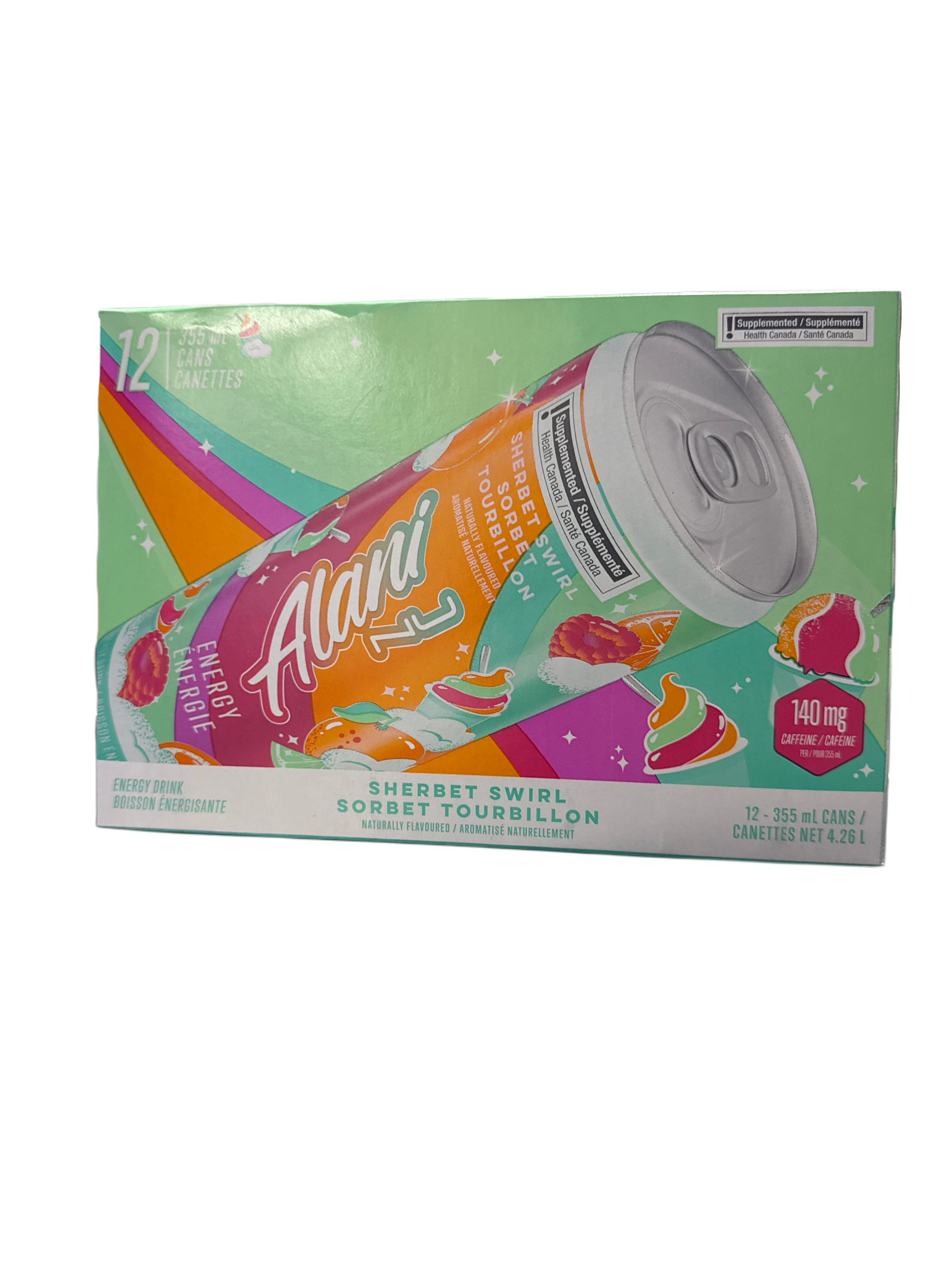Alani Nu Sherbet Swirl Sorbet Energy Drink 355ML- Canada Edition - Beverage - Case of 12 - BB: 03/27 - Extreme Snacks Wholesale
