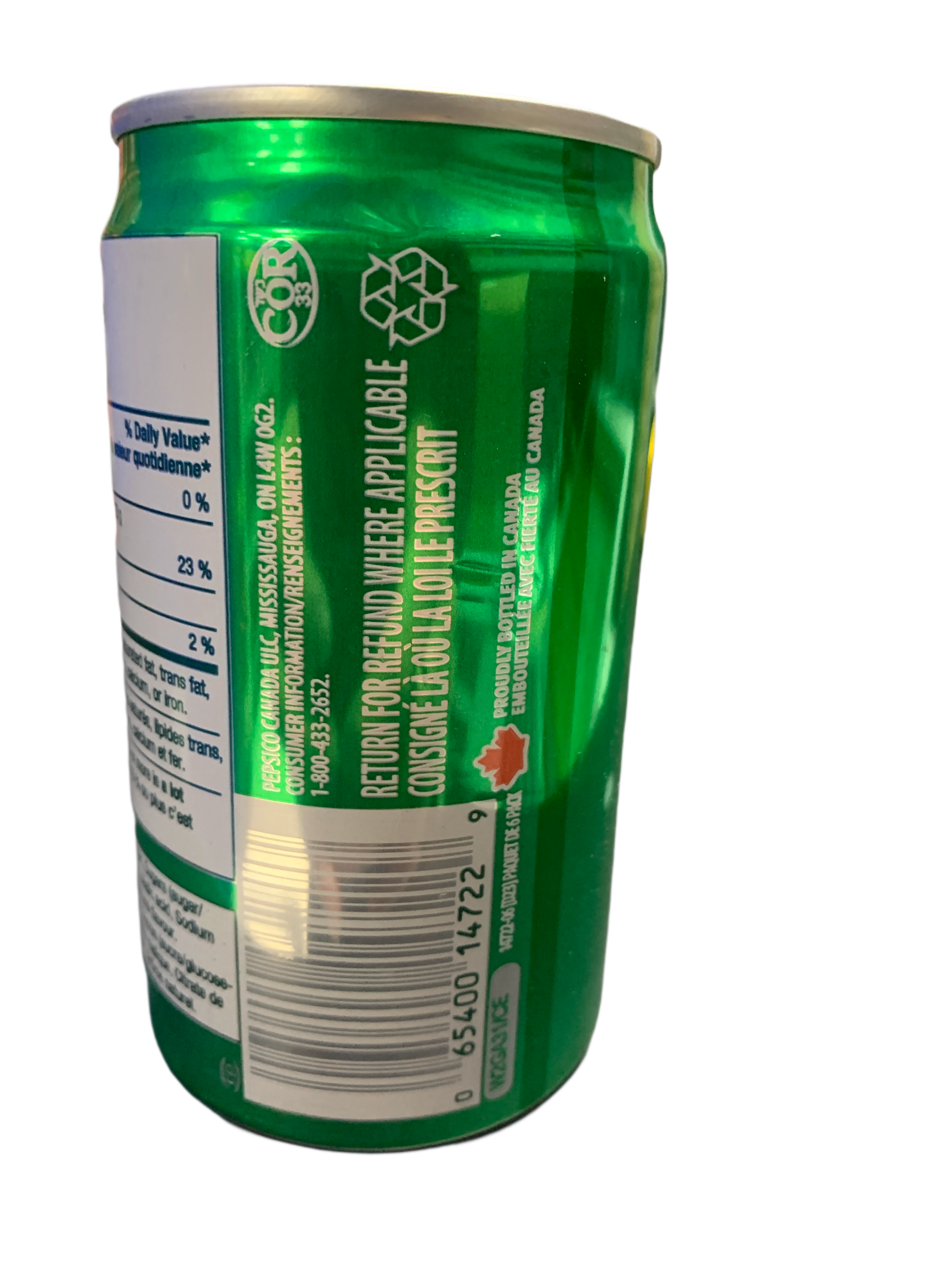 7UP Lemon Lime Mini Soda 222ML -Canadian Edition - Case Of 24 - BB:06/25