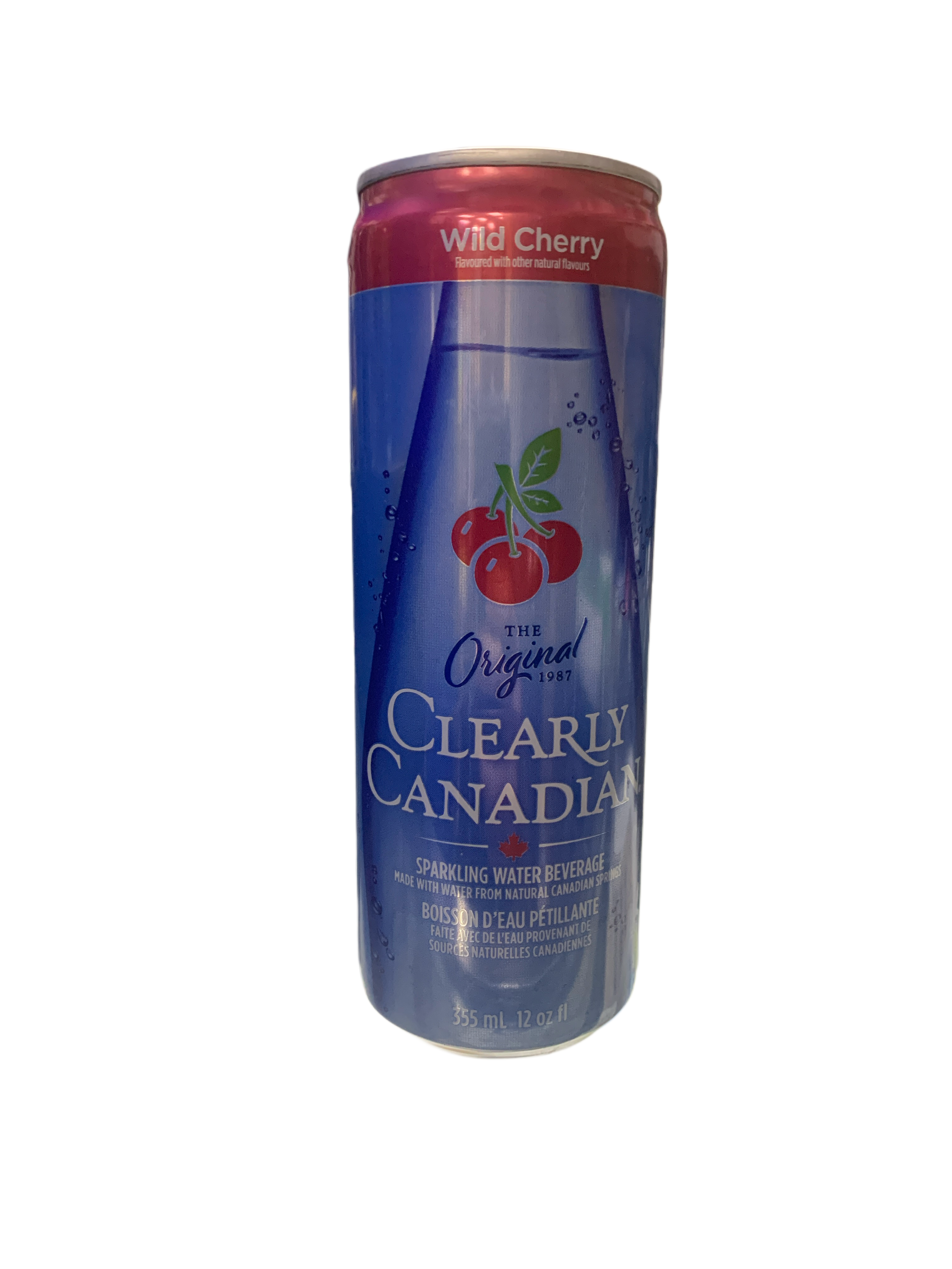 Clearly Canadian Wild Cherry Sparkling Water Cans 355ML -Canadian Edition - Case Of 12 - BB:10/25