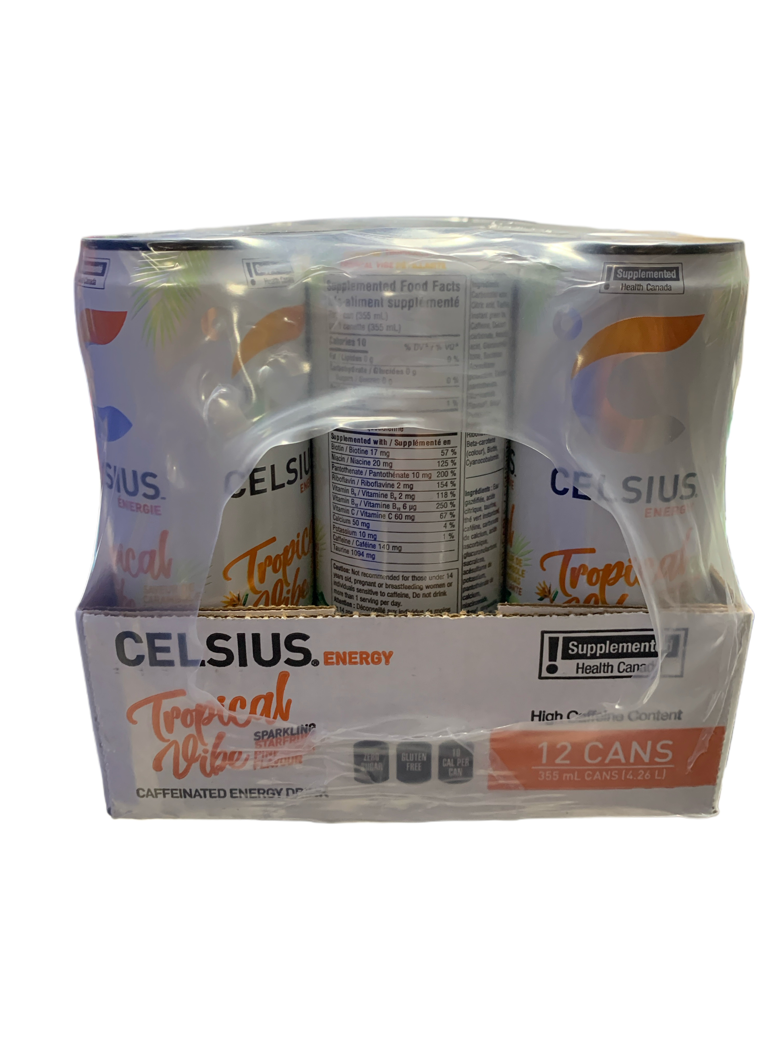 Celsius Zero Sugar Tropical Vibe Energy Drink 473ML -Canadian Edition - Case Of 12 - BB:10/25