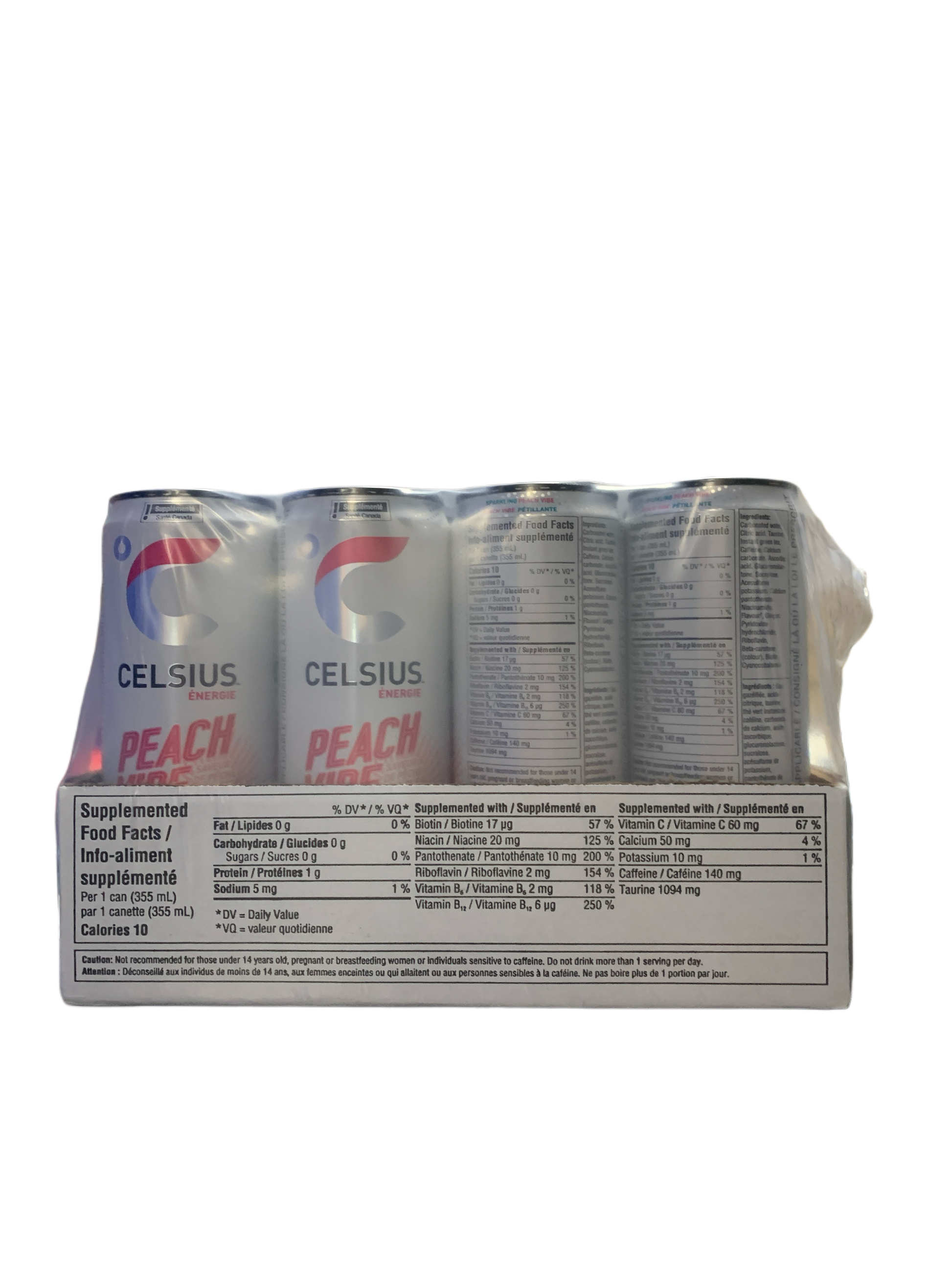 Celsius Zero Sugar Peach Vibe Energy Drink 473ML -Canadian Edition - Case Of 12 - BB:01/26 - Extreme Snacks Wholesale