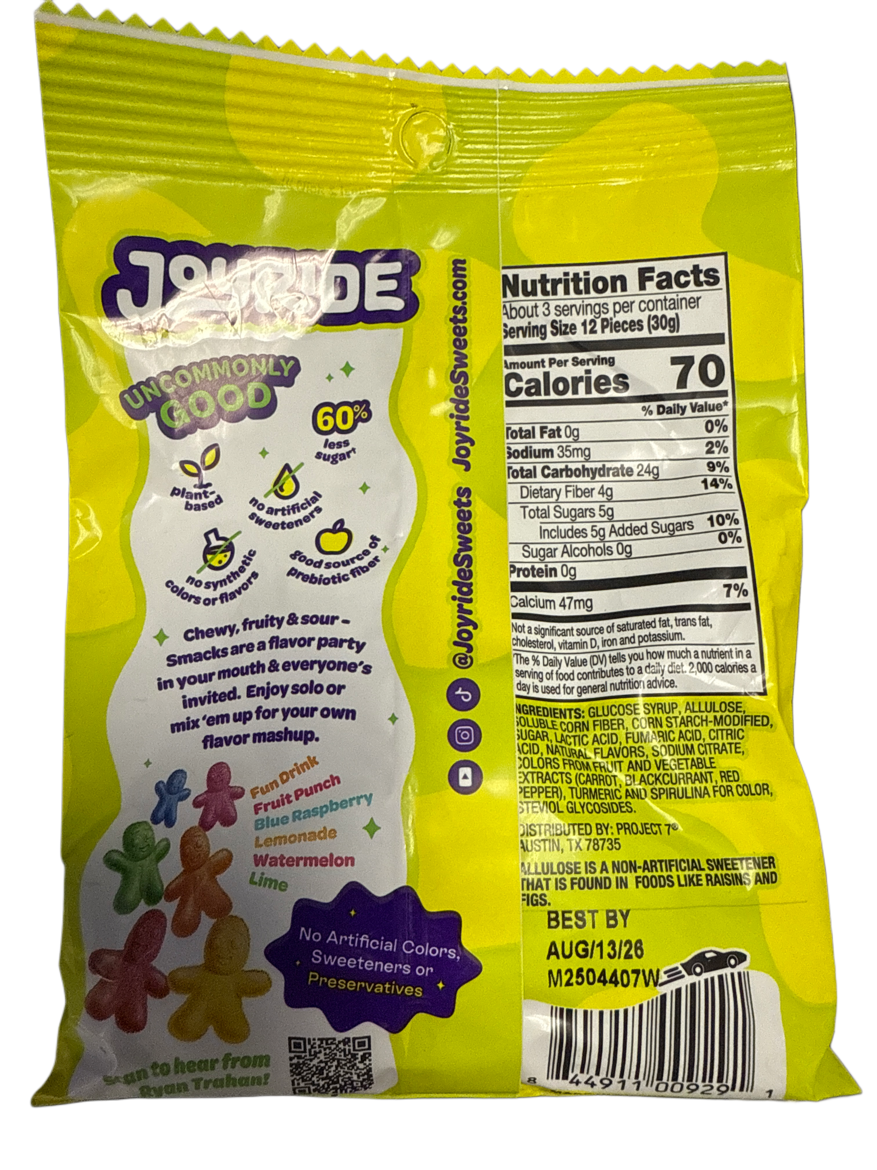 JOYRIDE Uncommon Candy Sour Smacks 99G - U.S Edition - Candy - Case of 6 - BB: N/A
