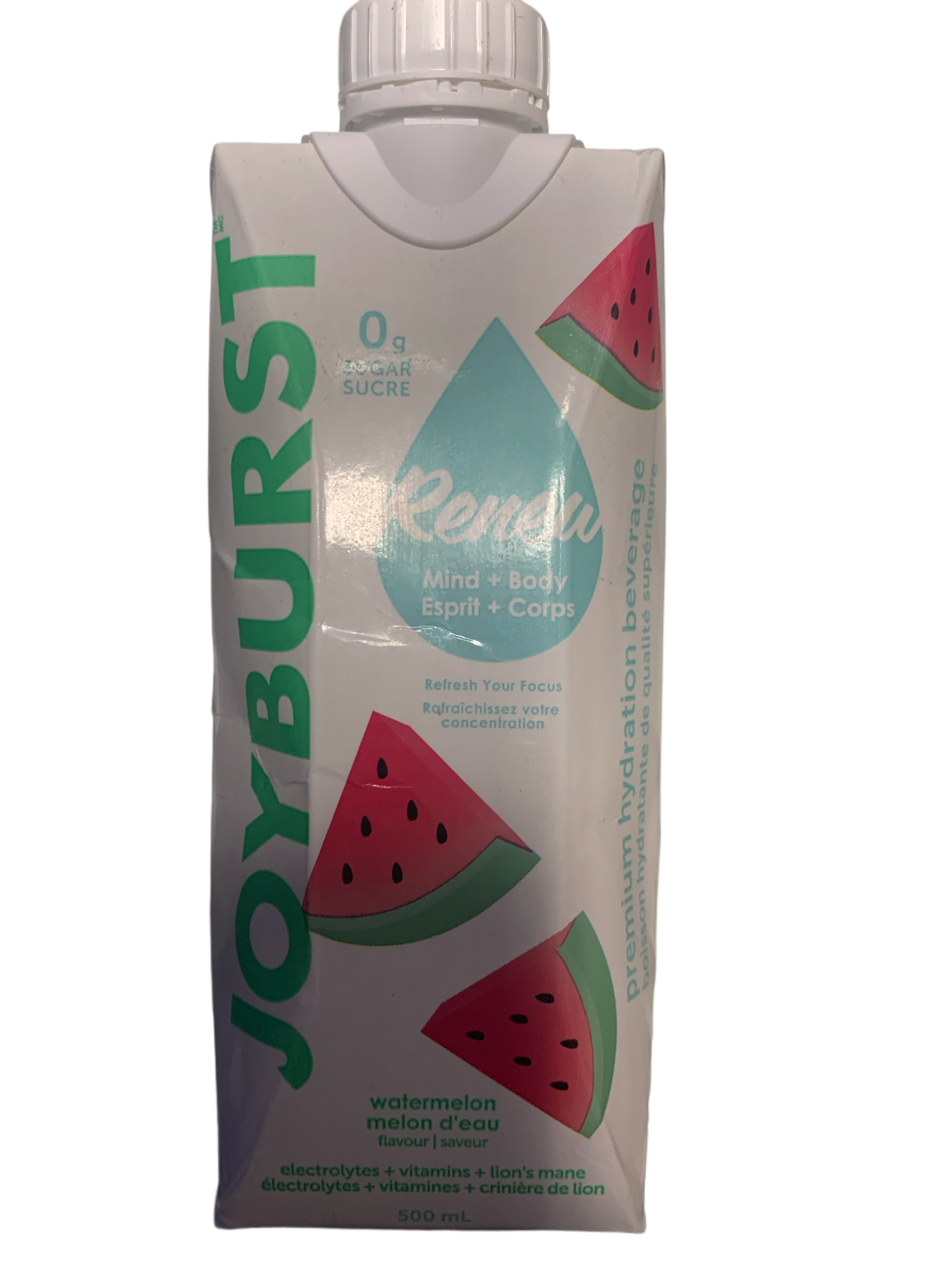 Joyburst Renew Zero Sugar Watermelon Hydration Drink 500ML -Canadian Edition - Case Of 12 - BB:02/27