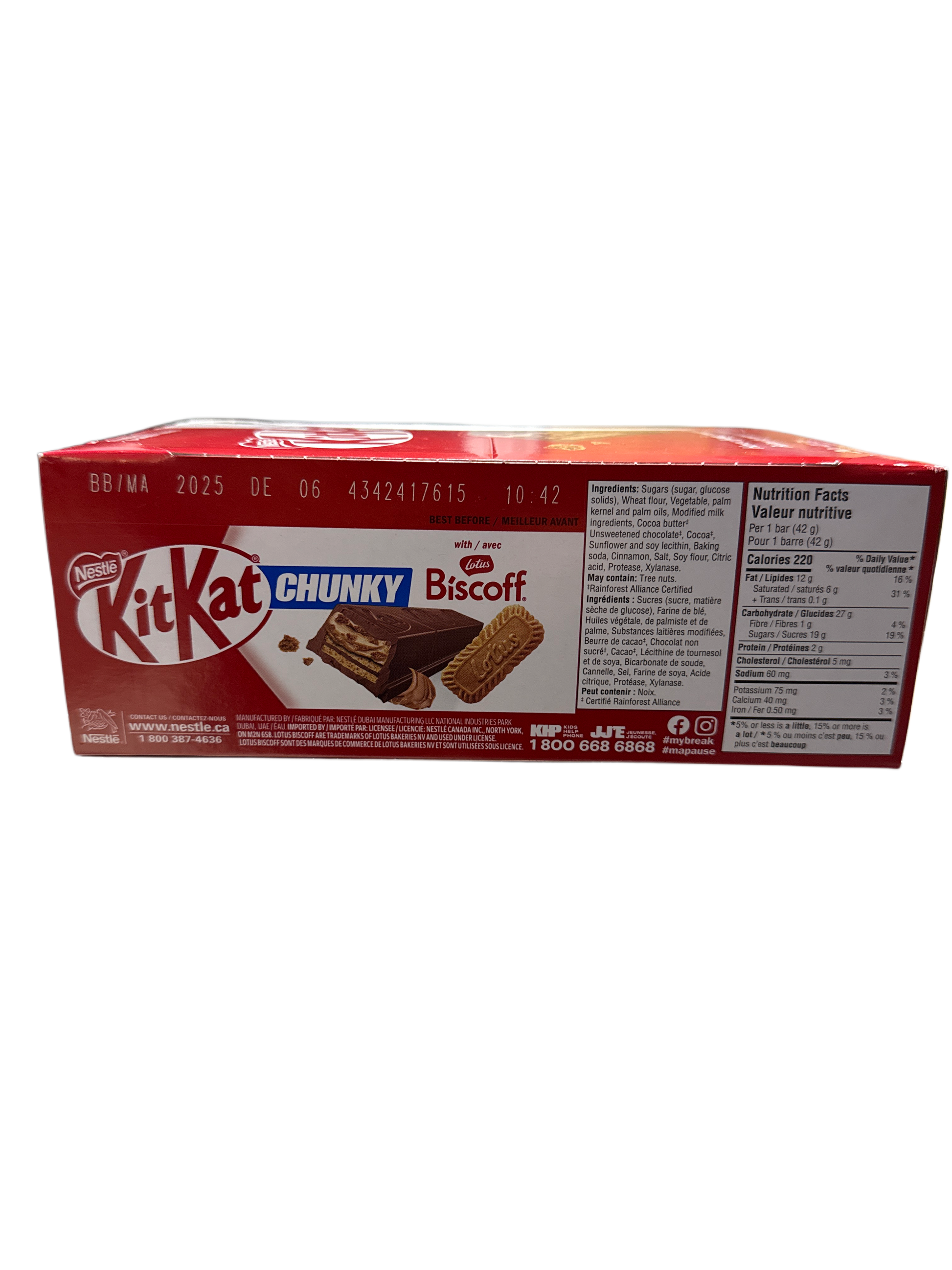 Nestle Kit Kat Milk Chocolate With Lotus Biscoff 41.5G - Canadian Edition - Chocolate - Case Of 24 - BB: 12/25 - Extreme Snacks Wholesale