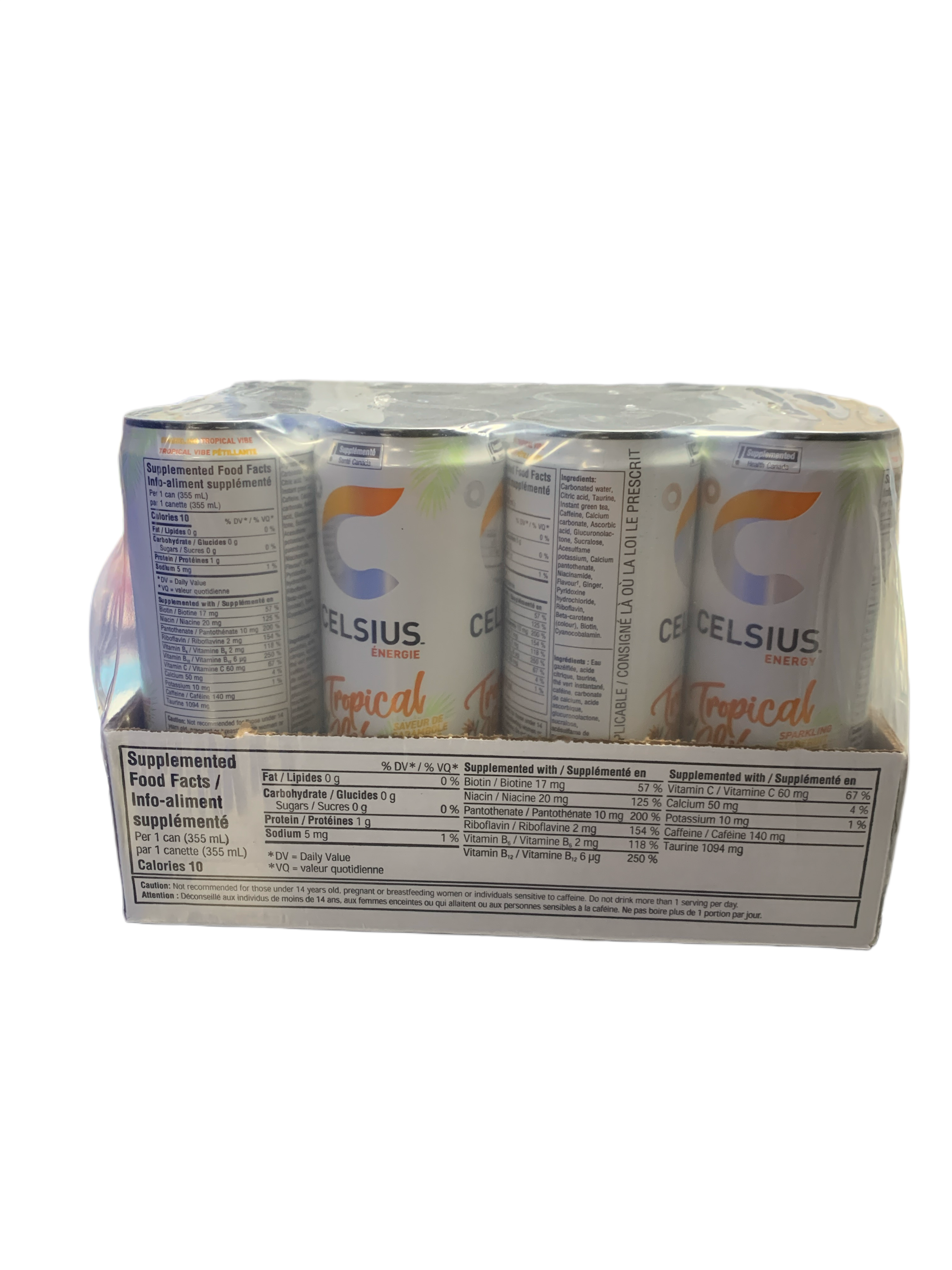 Celsius Zero Sugar Tropical Vibe Energy Drink 473ML -Canadian Edition - Case Of 12 - BB:10/25
