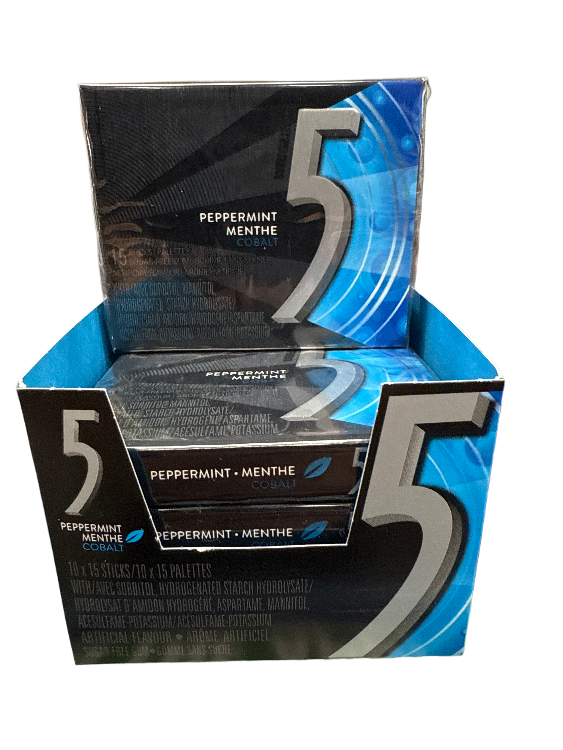5 Gum Peppermint Cobalt 37.5G - Canadian Edition - Gum - Box Of 10 - BB: 11/25 - Extreme Snacks Wholesale