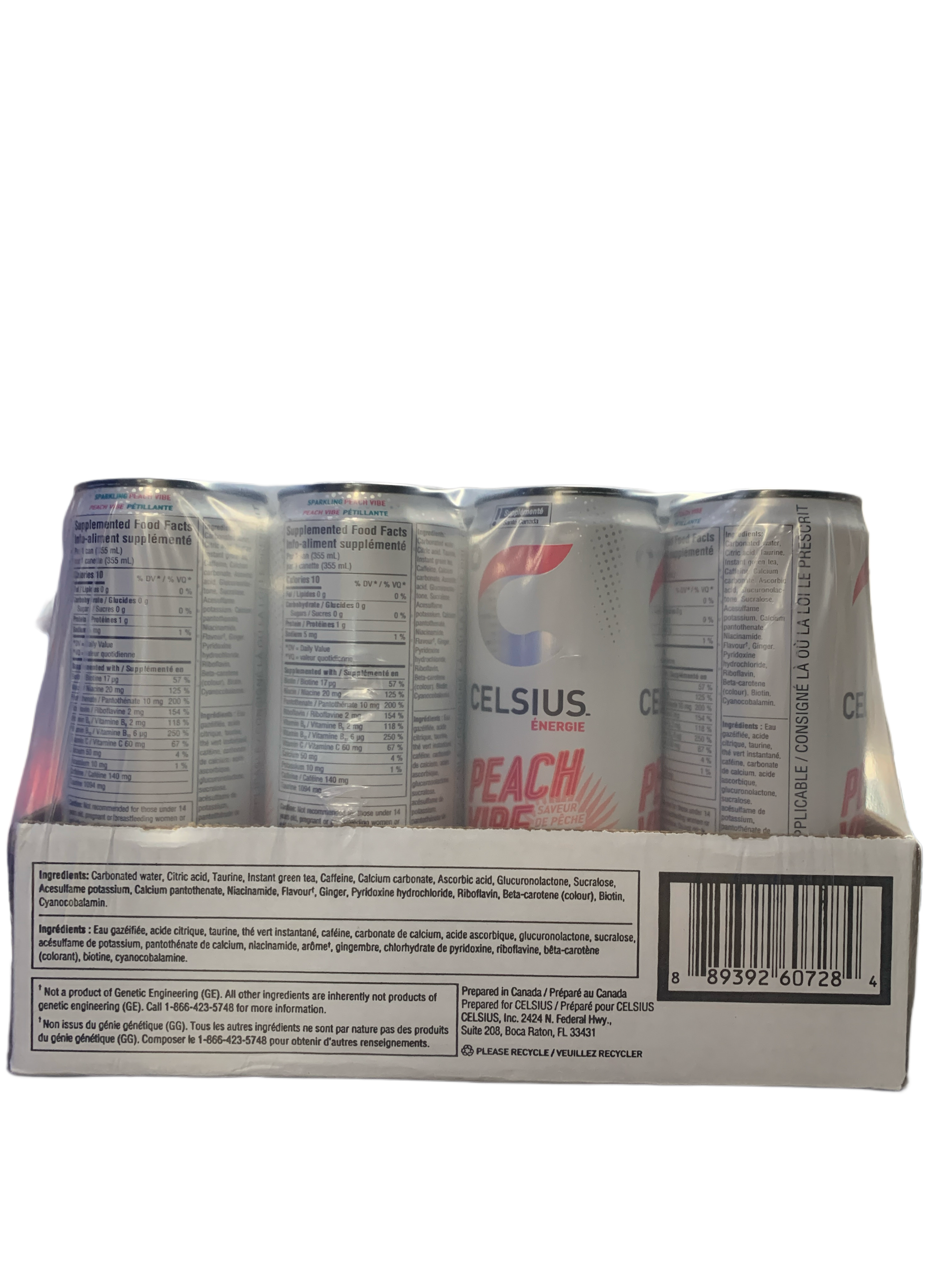 Celsius Zero Sugar Peach Vibe Energy Drink 473ML -Canadian Edition - Case Of 12 - BB:01/26 - Extreme Snacks Wholesale