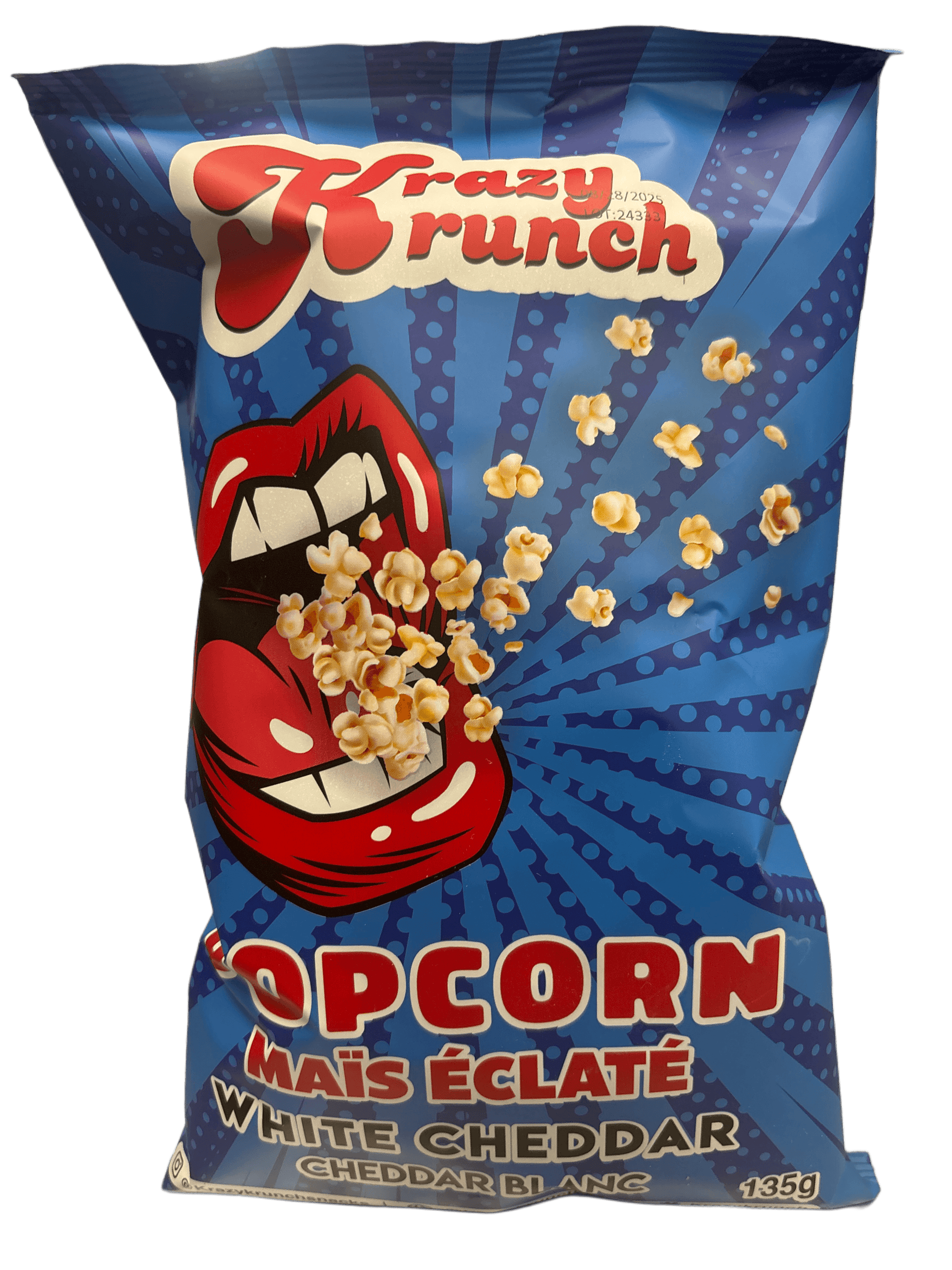 Krazy Krunch Popcorn White Cheddar 135G - Canada Edition - Popcorn - Case of 12 - BB: August 28/25 - Extreme Snacks Wholesale