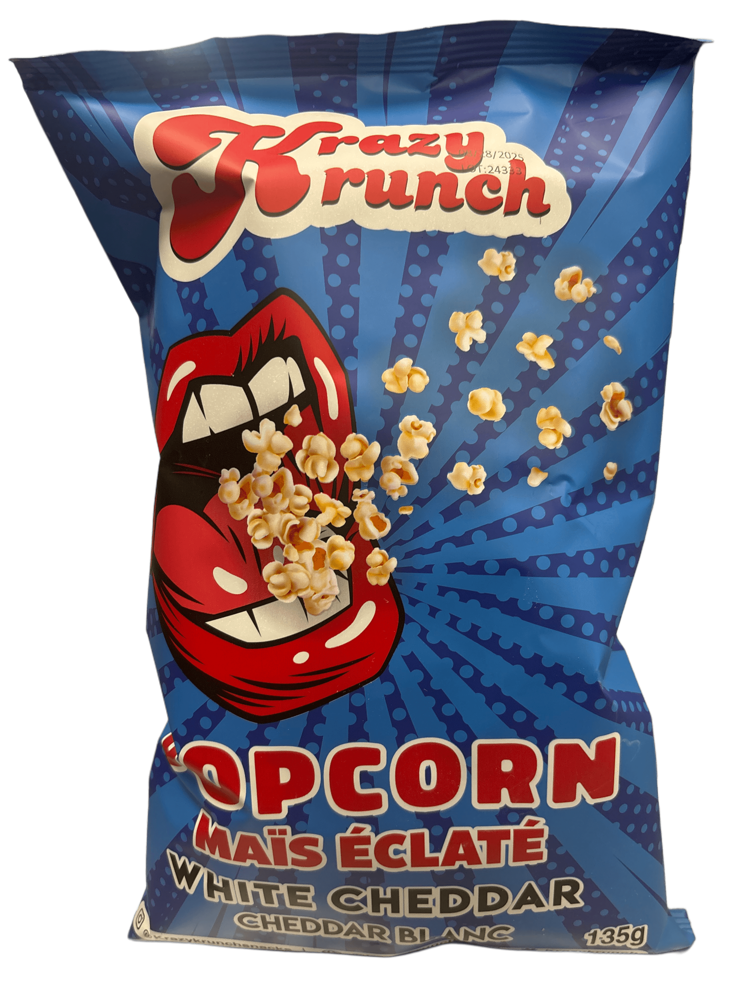 Krazy Krunch Popcorn White Cheddar 135G - Canada Edition - Popcorn - Case of 12 - BB: August 28/25 - Extreme Snacks Wholesale