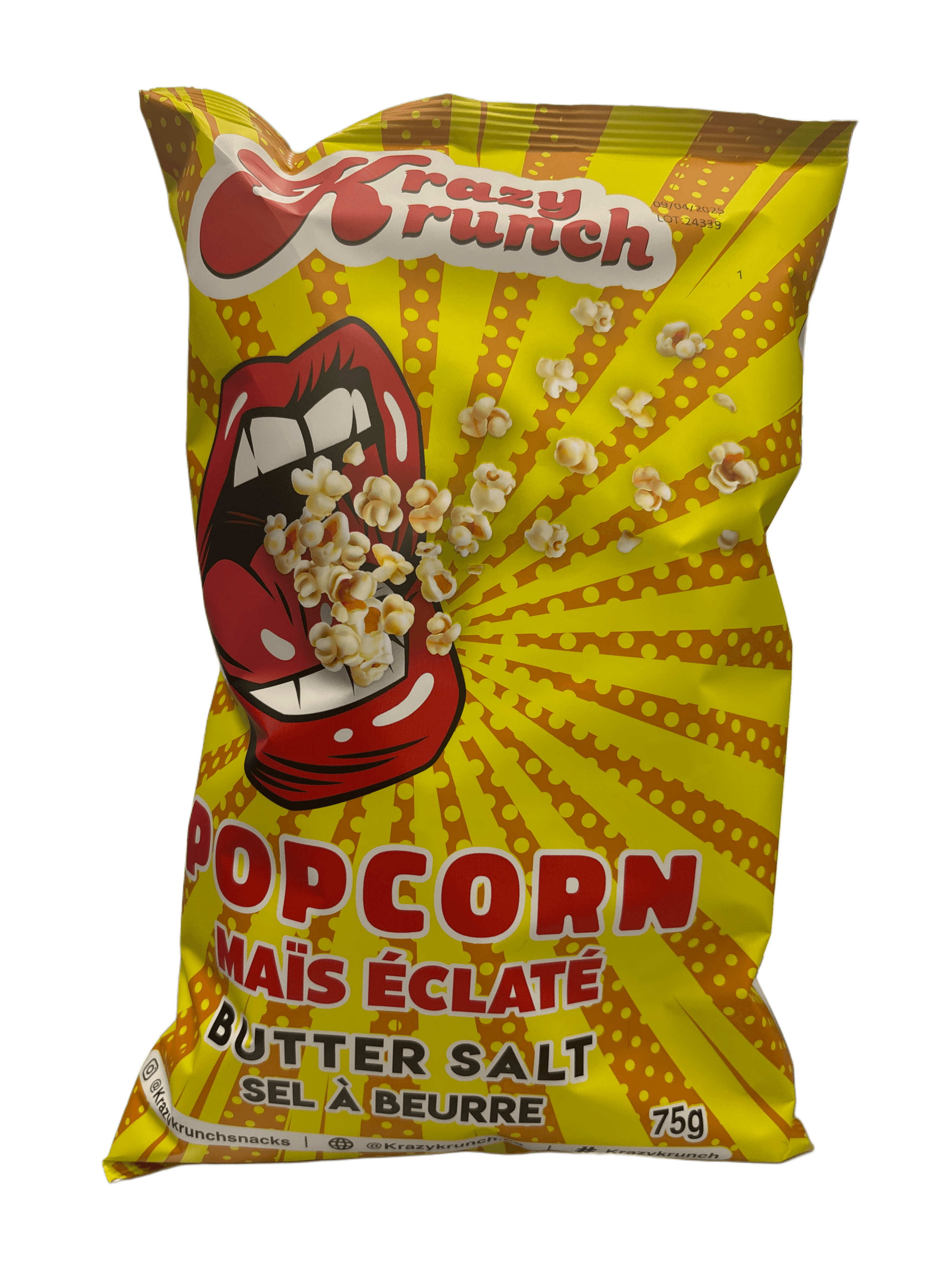 Krazy Krunch Popcorn Butter Salt 135G - Canada Edition - Popcorn - Case of 12 - BB: August 28/25 - Extreme Snacks Wholesale