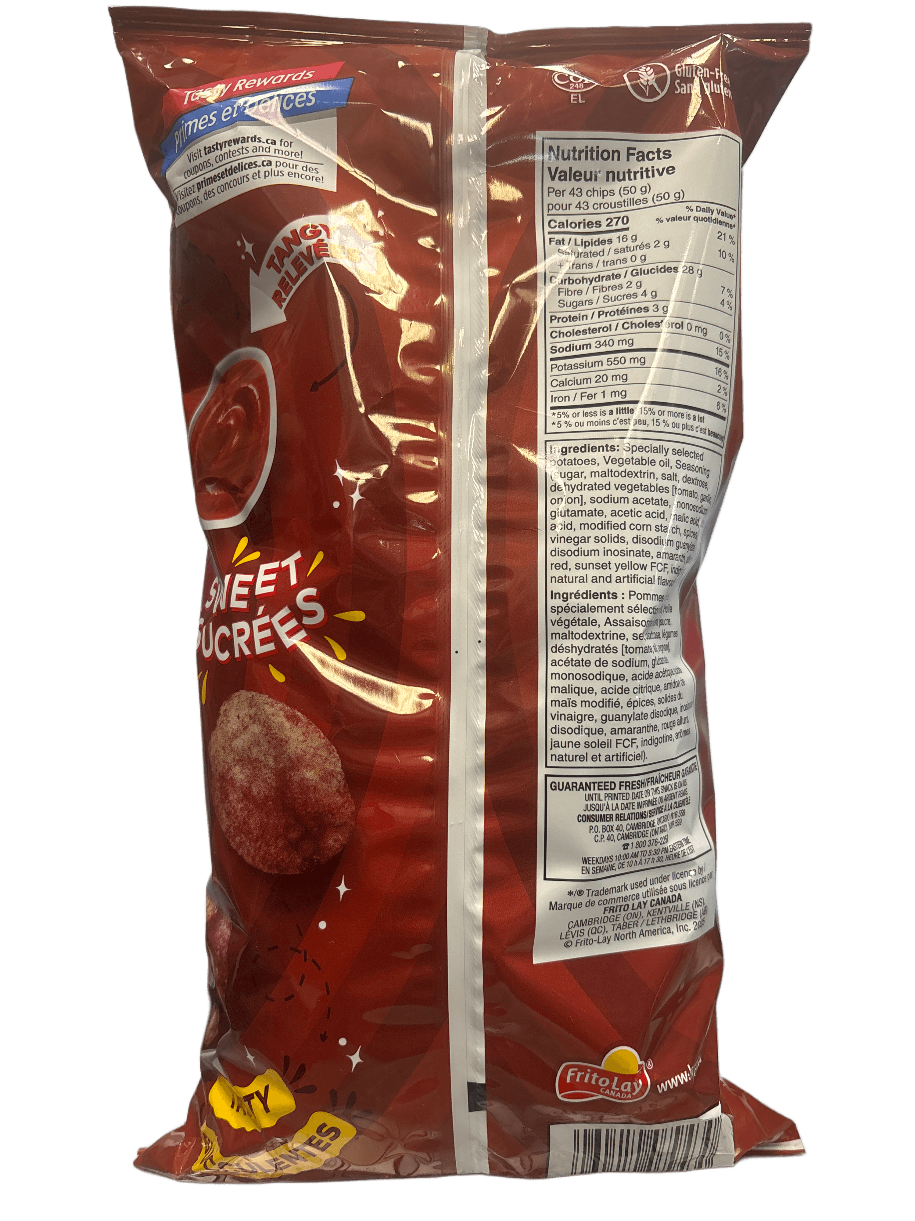 Lays Ketchup Chips - 220G Canada Edition - Canada Edition - Snack - Case of 12 - BB: N/A