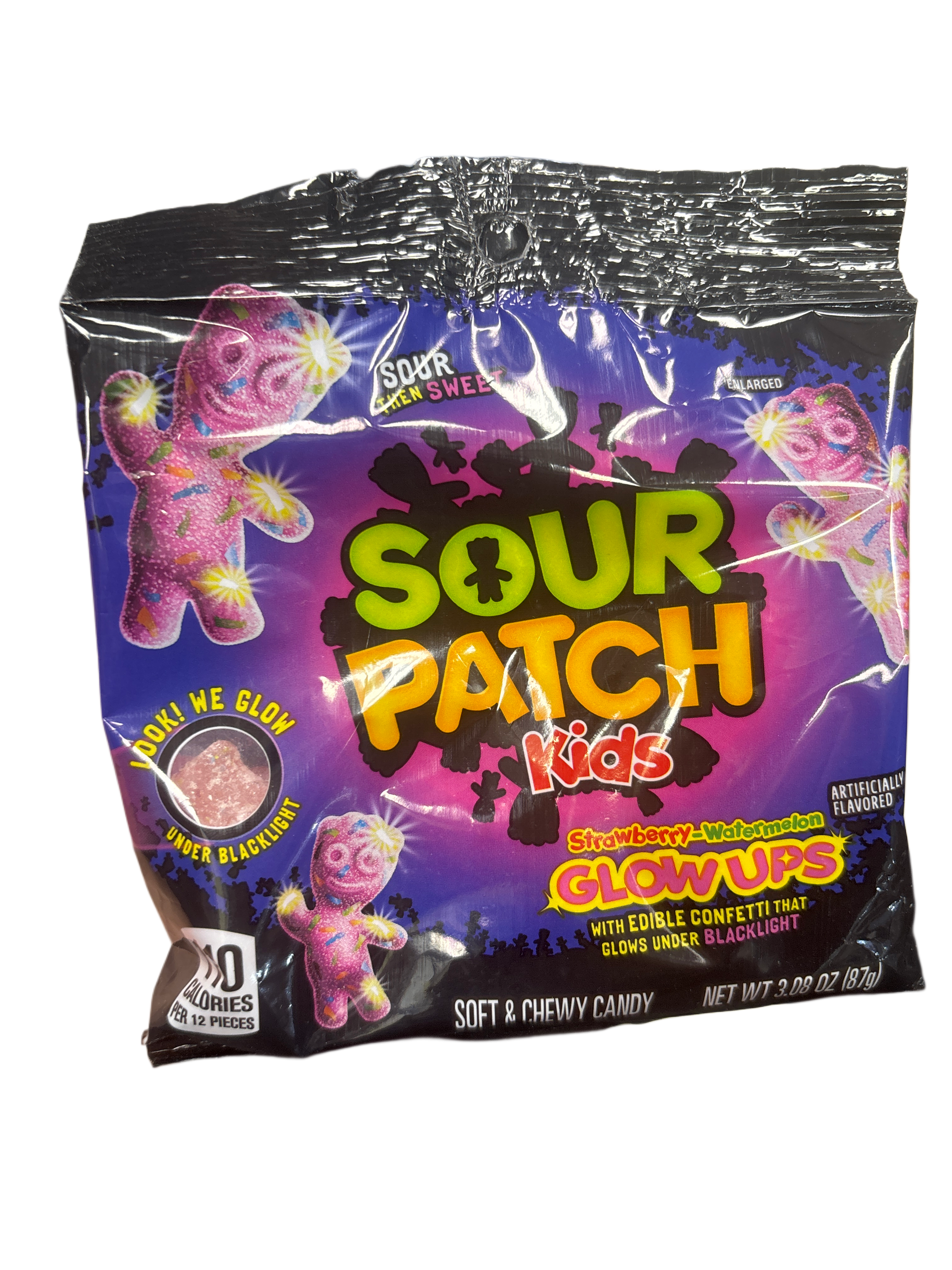 Sour Patch Kids Strawberry Watermelon Glow Ups Candy Bag 3.08OZ - Mexico Edition - Candy - Case Of 12 - BB: 01/26 - Extreme Snacks Wholesale