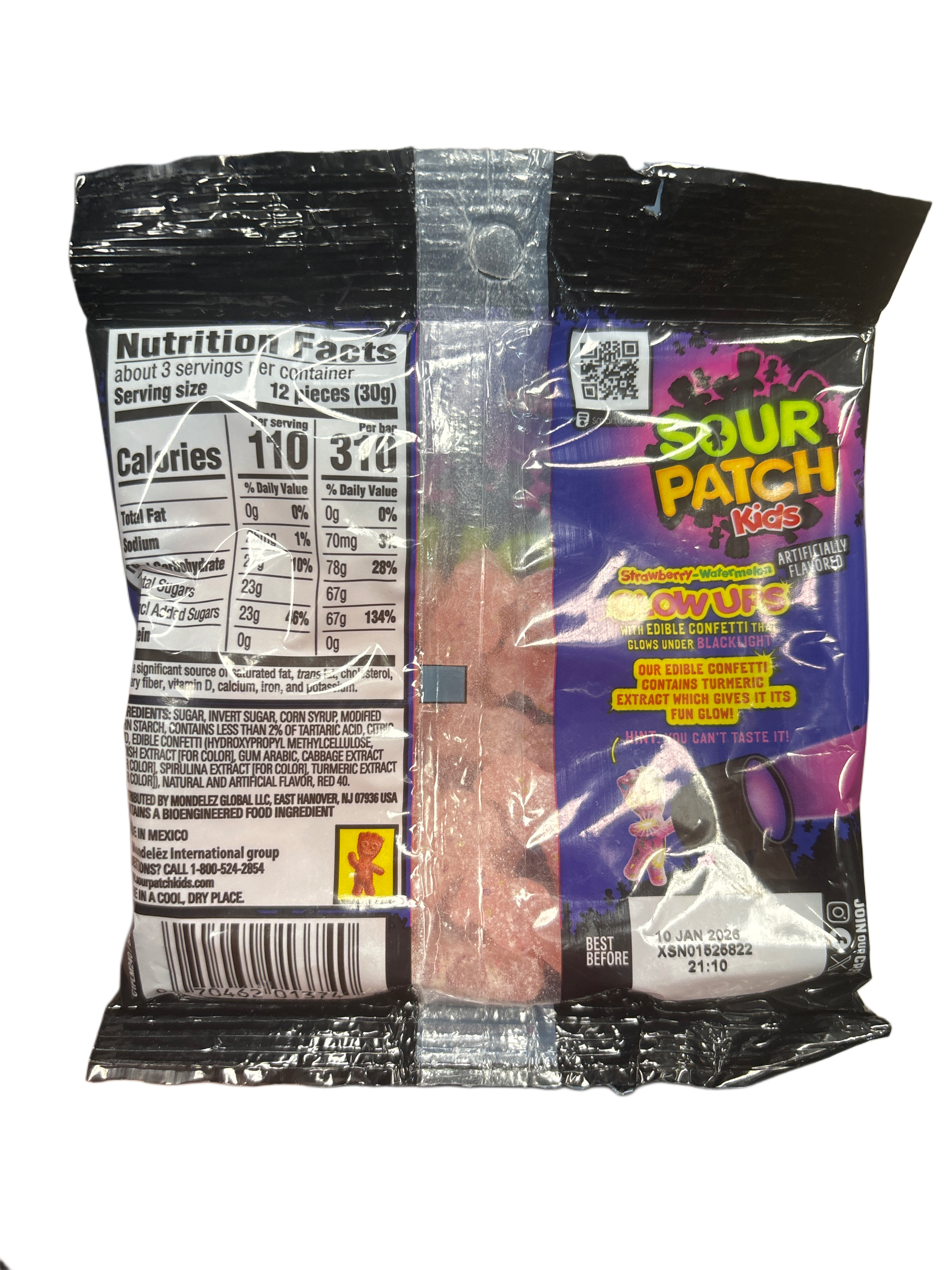 Sour Patch Kids Strawberry Watermelon Glow Ups Candy Bag 3.08OZ - Mexico Edition - Candy - Case Of 12 - BB: 01/26 - Extreme Snacks Wholesale