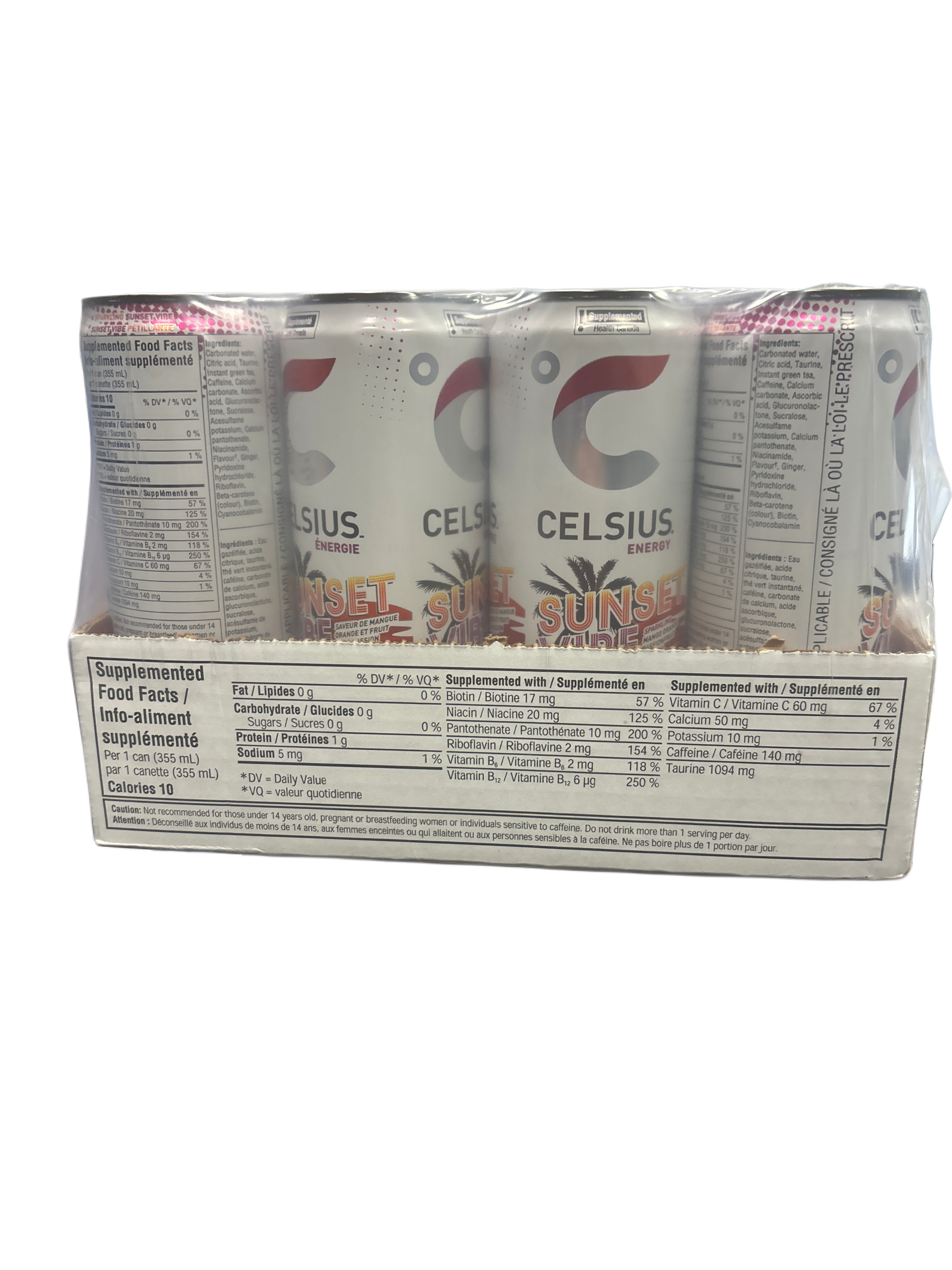 Celsius Sparkling Sunset Vibe Energy Drink 355ML - Canadian Edition - Beverage - Case of 12 - BB: 10/25 - Extreme Snacks Wholesale