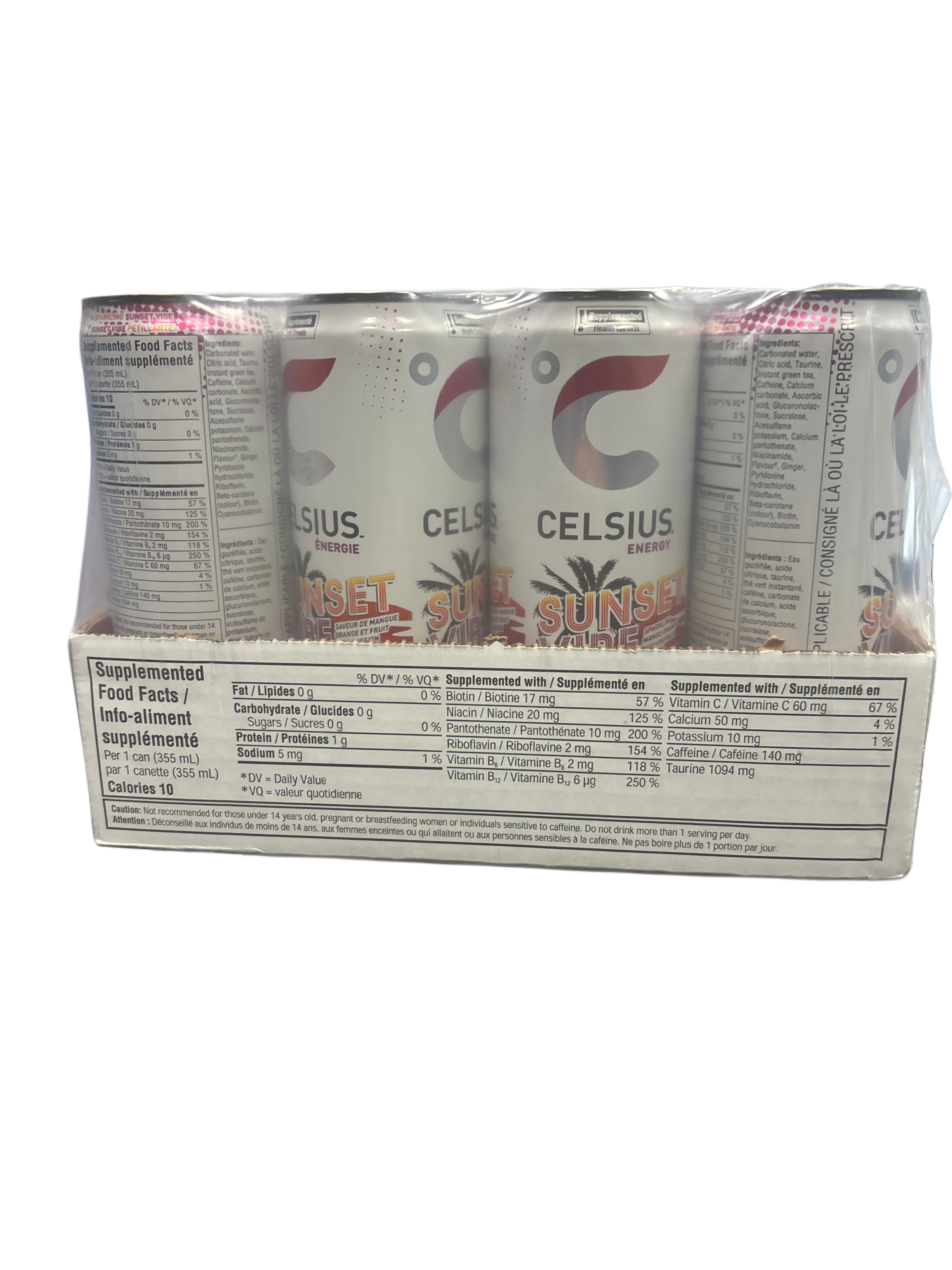 Celsius Sparkling Sunset Vibe Energy Drink 355ML - Canadian Edition - Beverage - Case of 12 - BB: 10/25 - Extreme Snacks Wholesale