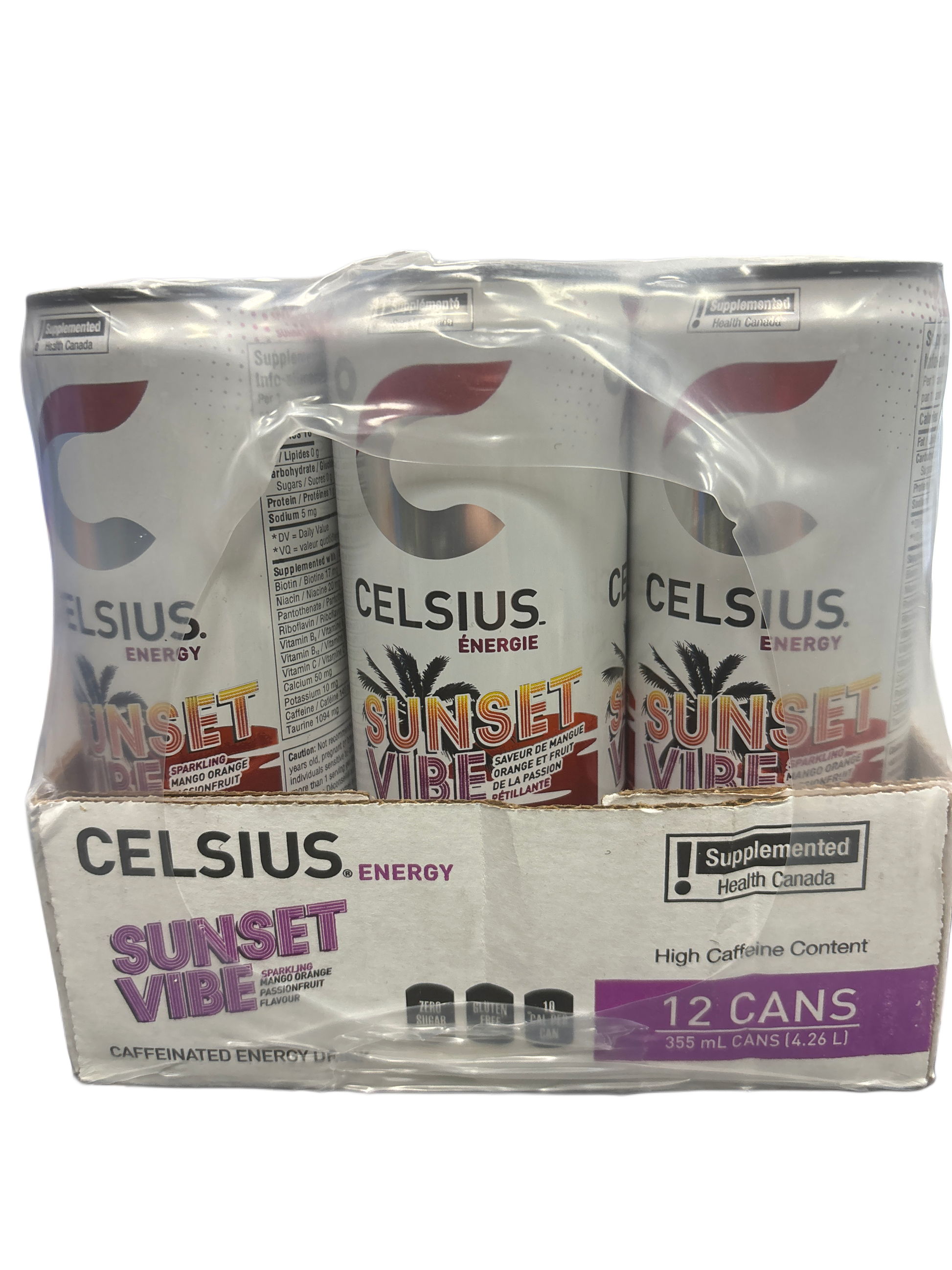 Celsius Sparkling Sunset Vibe Energy Drink 355ML - Canadian Edition - Beverage - Case of 12 - BB: 10/25 - Extreme Snacks Wholesale