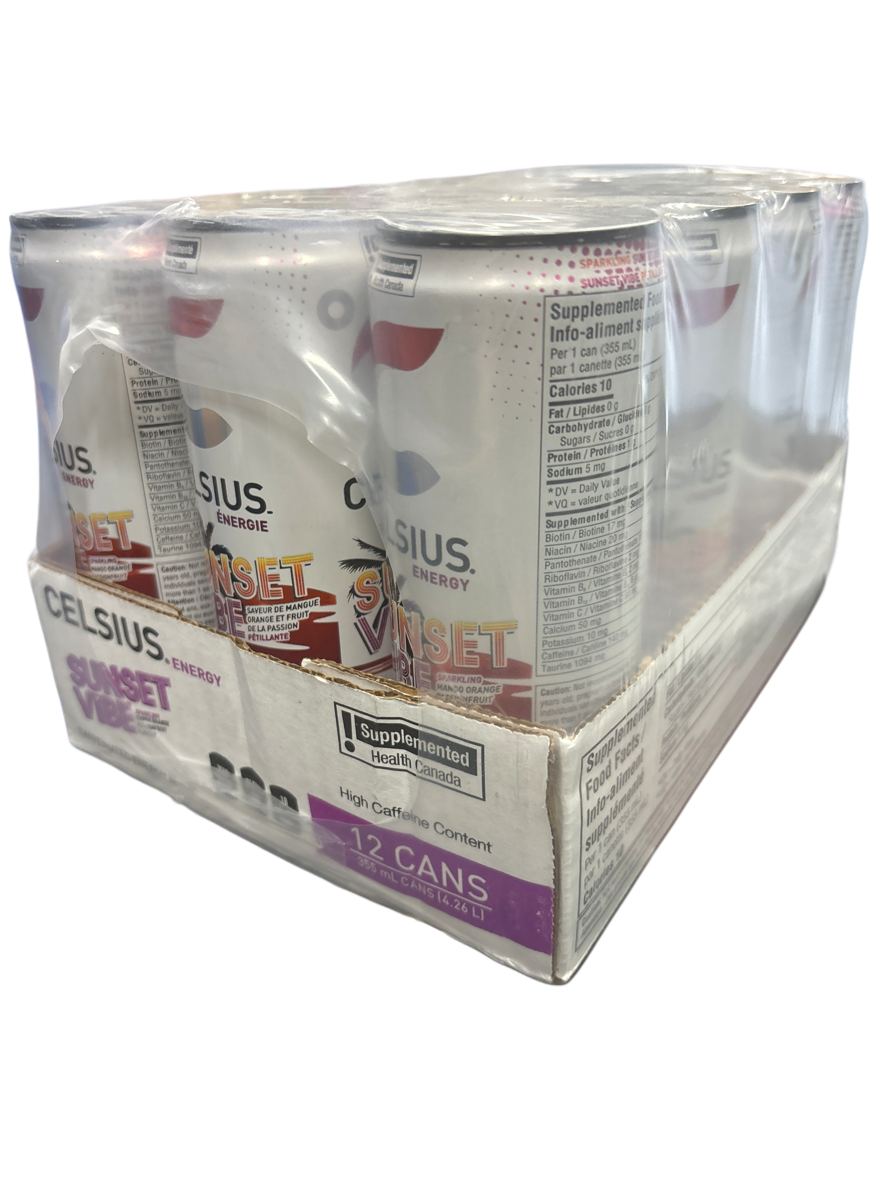 Celsius Sparkling Sunset Vibe Energy Drink 355ML - Canadian Edition - Beverage - Case of 12 - BB: 10/25 - Extreme Snacks Wholesale