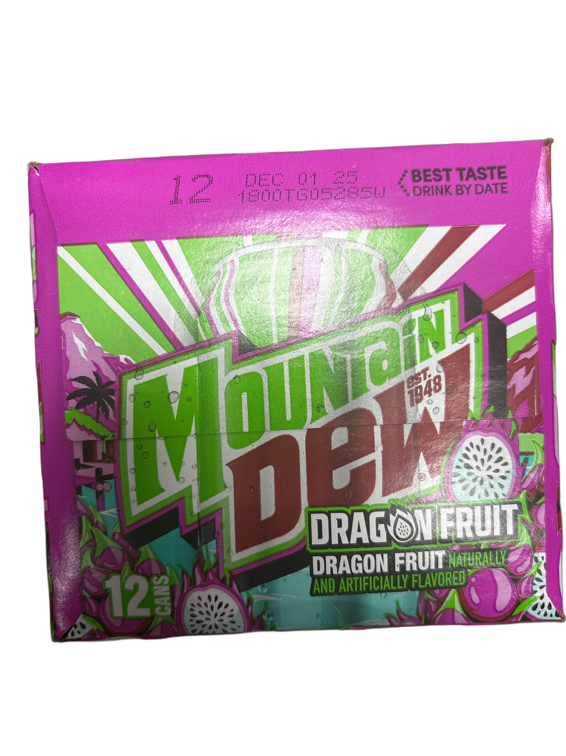 Mountain Dew Dragon Fruit 355ML - U.S Edition - Beverage - Case of 12 - BB: 12/25 - Extreme Snacks Wholesale