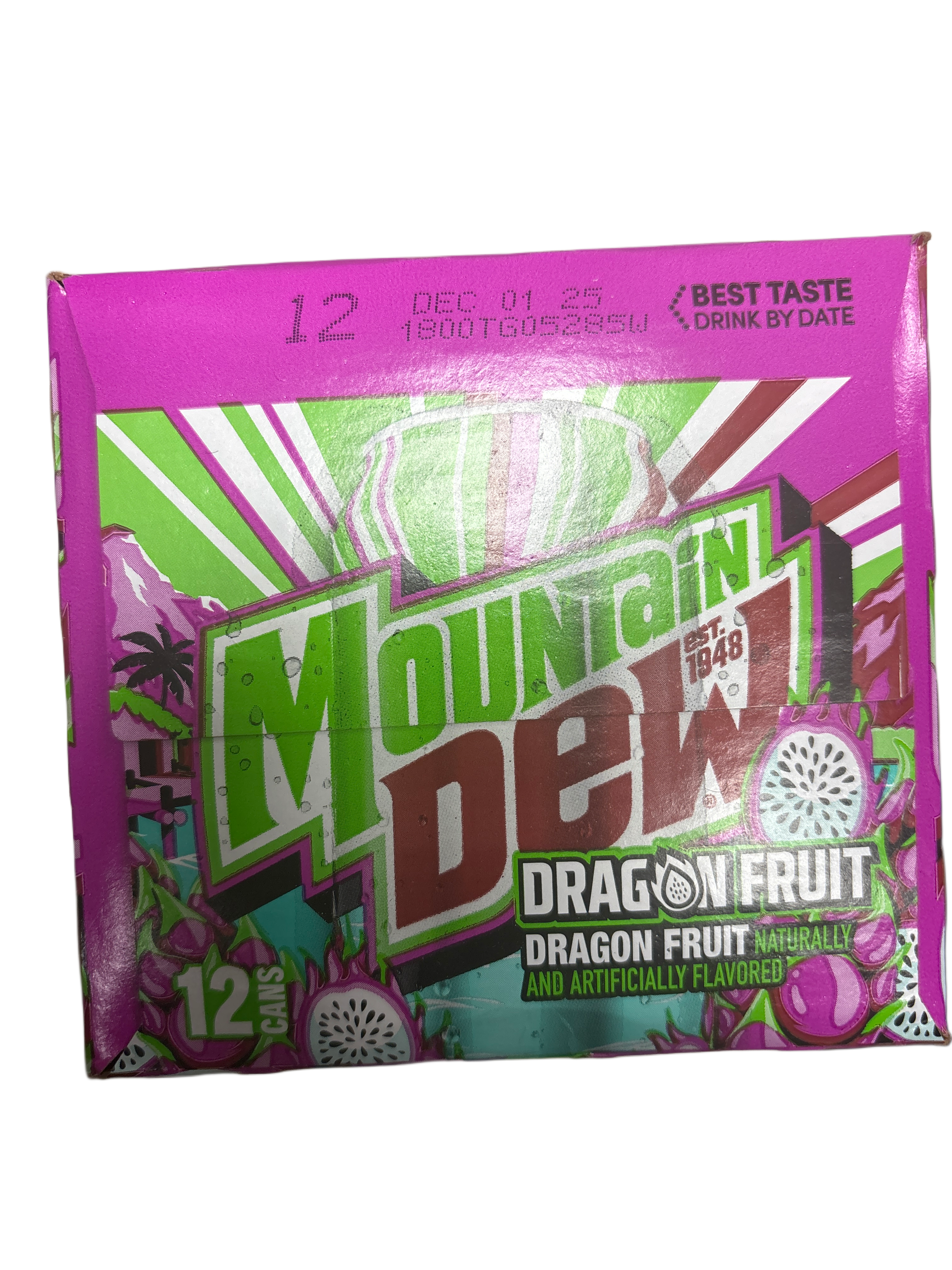 Mountain Dew Dragon Fruit 355ML - U.S Edition - Beverage - Case of 12 - BB: 12/25 - Extreme Snacks Wholesale