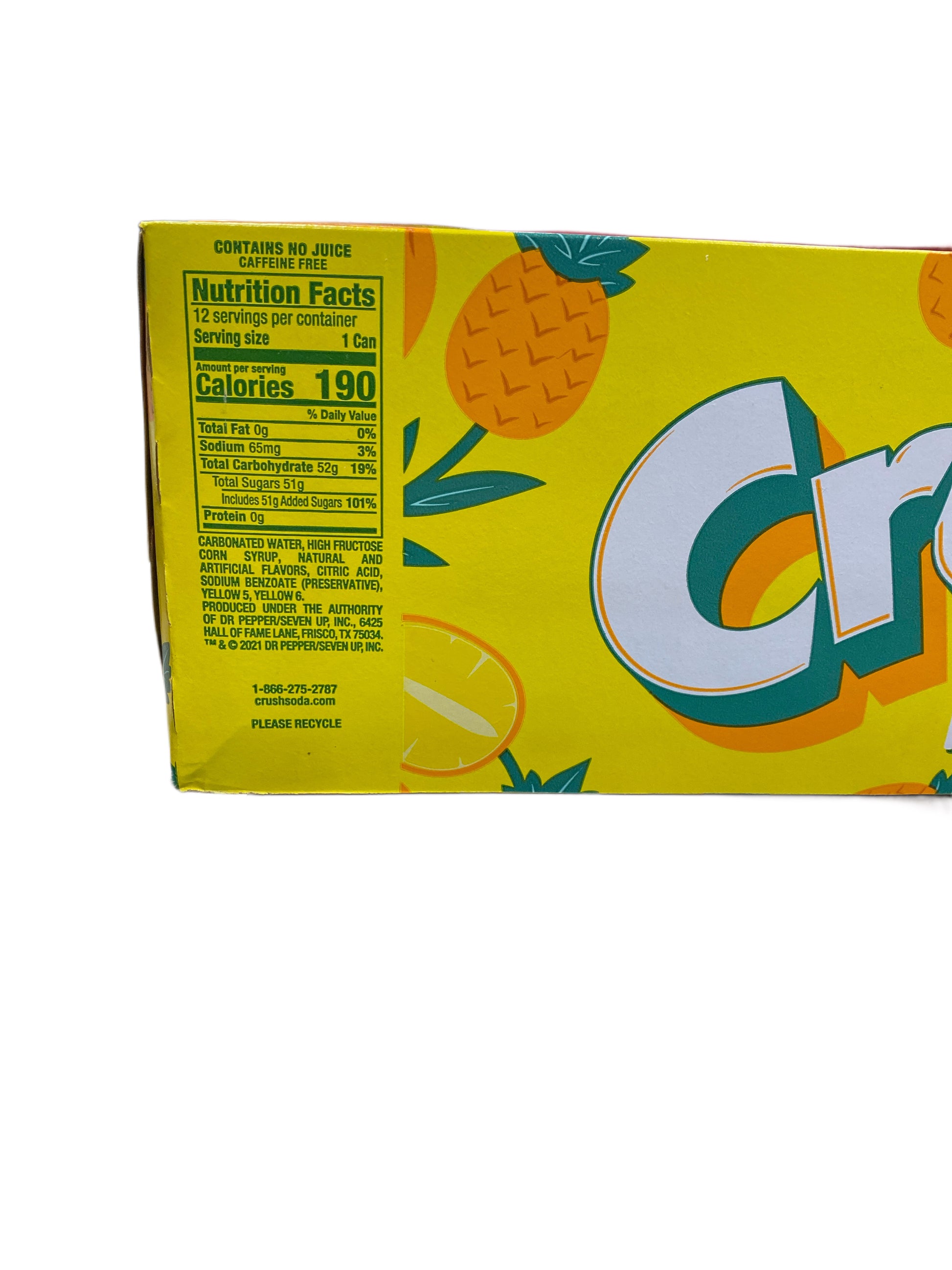 Crush Pineapple Pop Can 355ML - U.S Edition - Beverage - Case of 12 - BB: N/A - Extreme Snacks Wholesale
