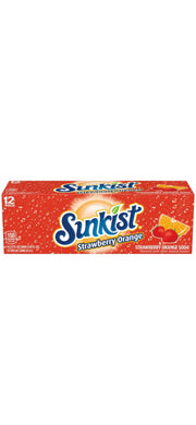Sunkist Strawberry Orange Can 355ML - U.S Edition - Beverage - Case of 12 - BB: N/A - Extreme Snacks Wholesale