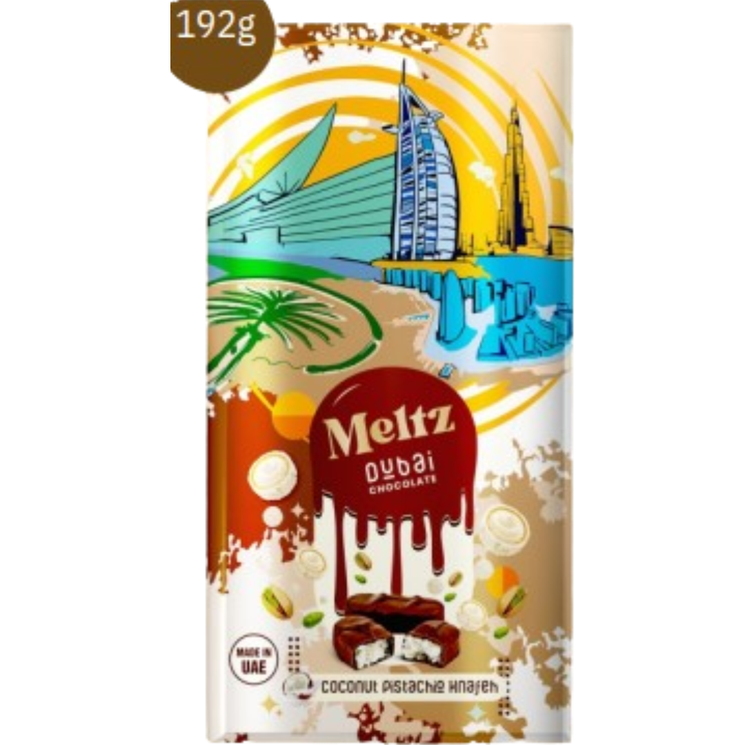 Meltz Dubai Chocolate Knafeh Coconut 75G - UAE Edition - Chocolate - Case Of 12- BB: 02/26