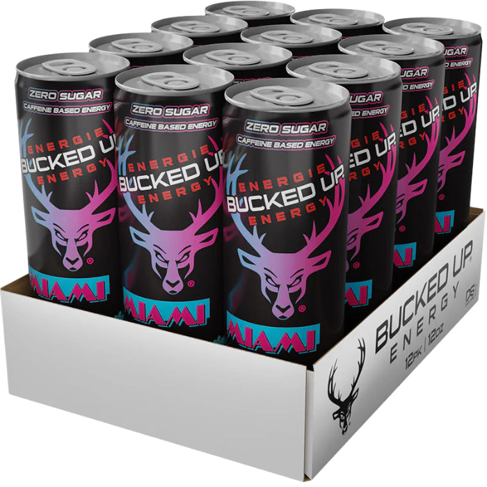 Bucked Up Miami Energy Drink 355ML- Canada Edition - Beverage - Case of 12 - BB: N/A - Extreme Snacks Wholesale
