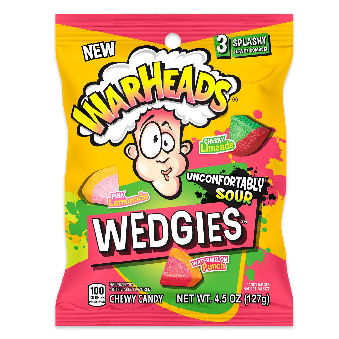 Warheads Wedgies 127g Peg Bag- U.S Edition - Candy - Case of 12 - BB: N/A - Extreme Snacks Wholesale