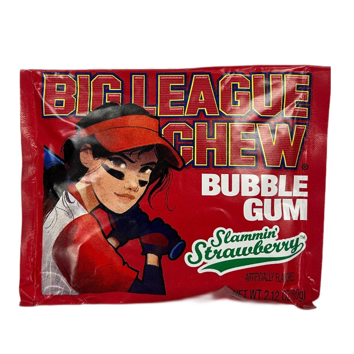 Big League Chew Bubble Gum Slammin' Strawberry - U.S Edition - Candy - Case of 12 - BB: N/A - Extreme Snacks Wholesale