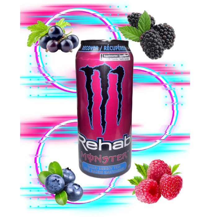 Rehab Monster Wild Berry Tea 458ml - Canadian Edition - Beverage - Case Of 12 - BB:N/A - Extreme Snacks Wholesale