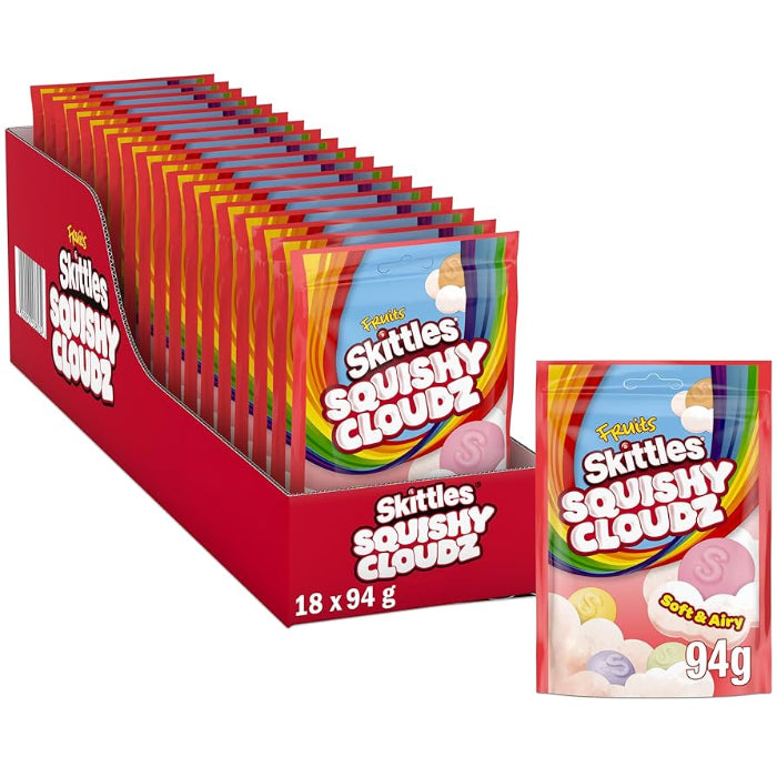 Skittles Squishy Cloudz Fruits Pouch 94g - U.K Edition - Candy - Case of 18 - BB: N/A - Extreme Snacks Wholesale