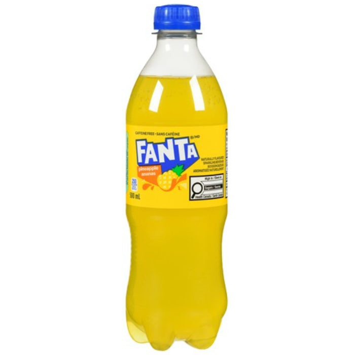 Fanta Pineapple, 500 ml bottles, Case Of 24 - Canadian Edition - Beverage - Pallet - BB: Fresh Date